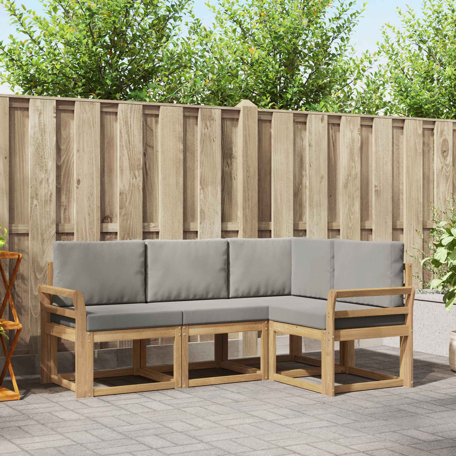 Buiten bankenset 4 pcs Wit en Lichtgrijs 190 x 130,5 x 73 cm