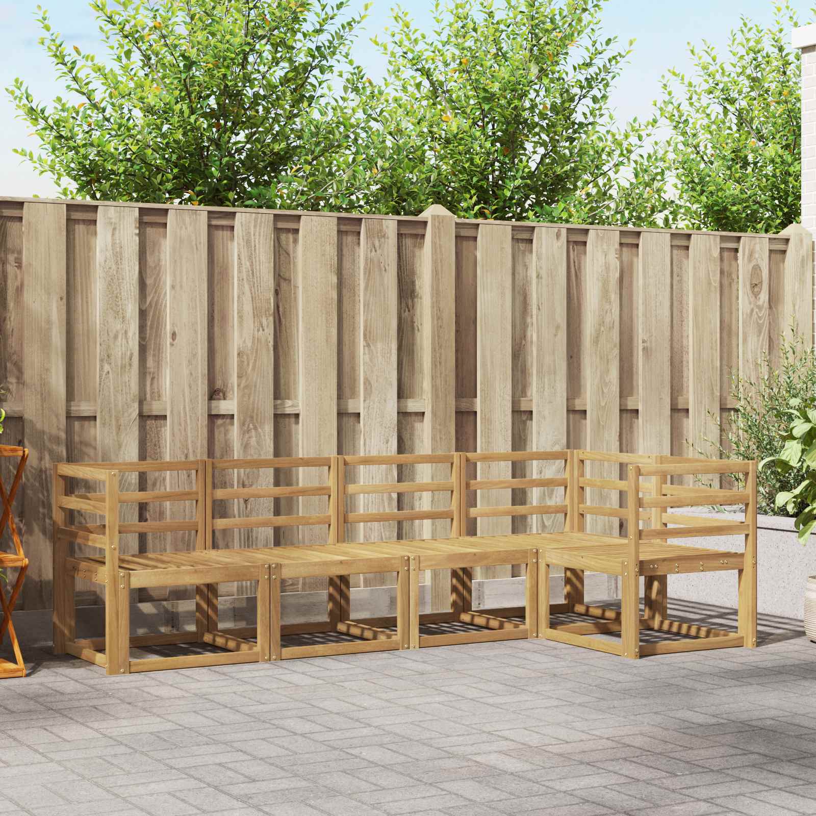 Buiten bankenset 5 pcs Wit Massief Acaciahout