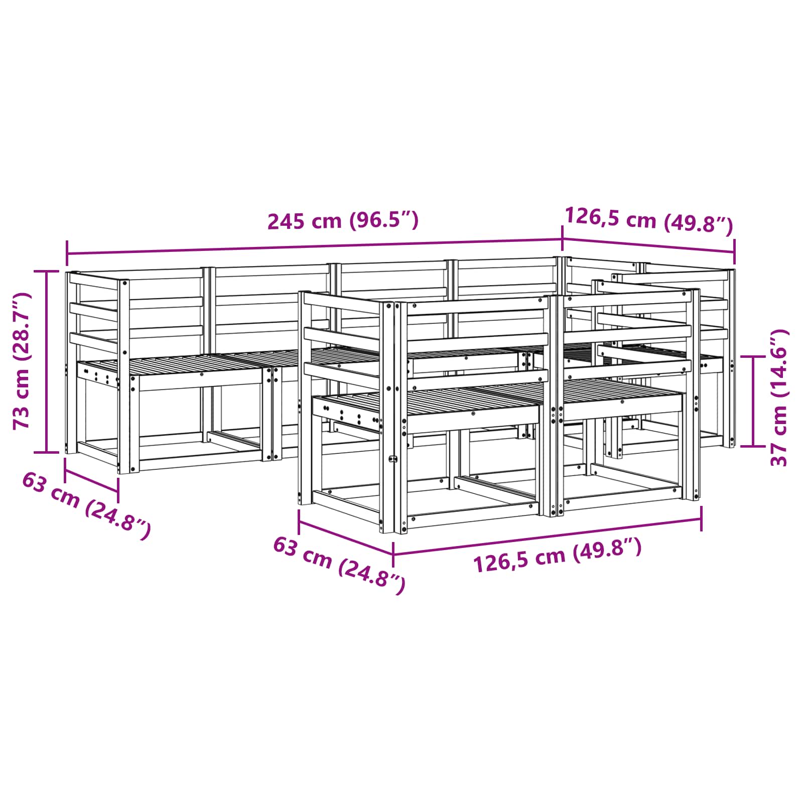 Buiten bankenset 7 pcs – afbeelding 6