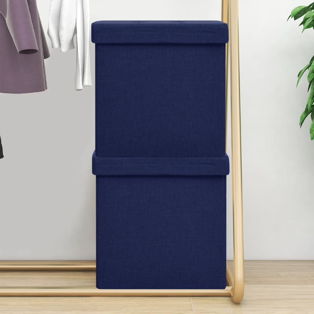 Opbergkrukken inklapbaar 2 st kunstlinnen blauw