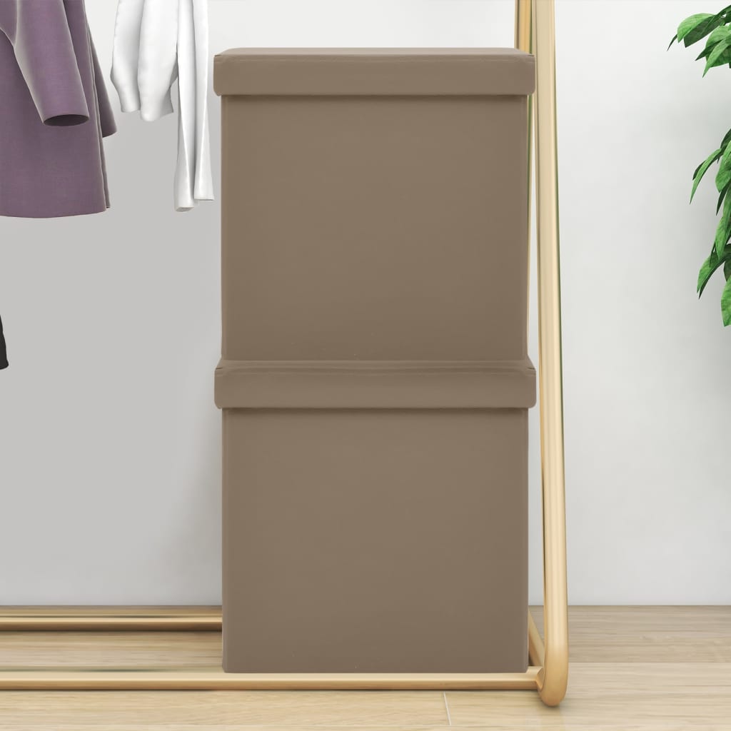 Opbergkrukken inklapbaar 2 st PVC cappuccinokleurig
