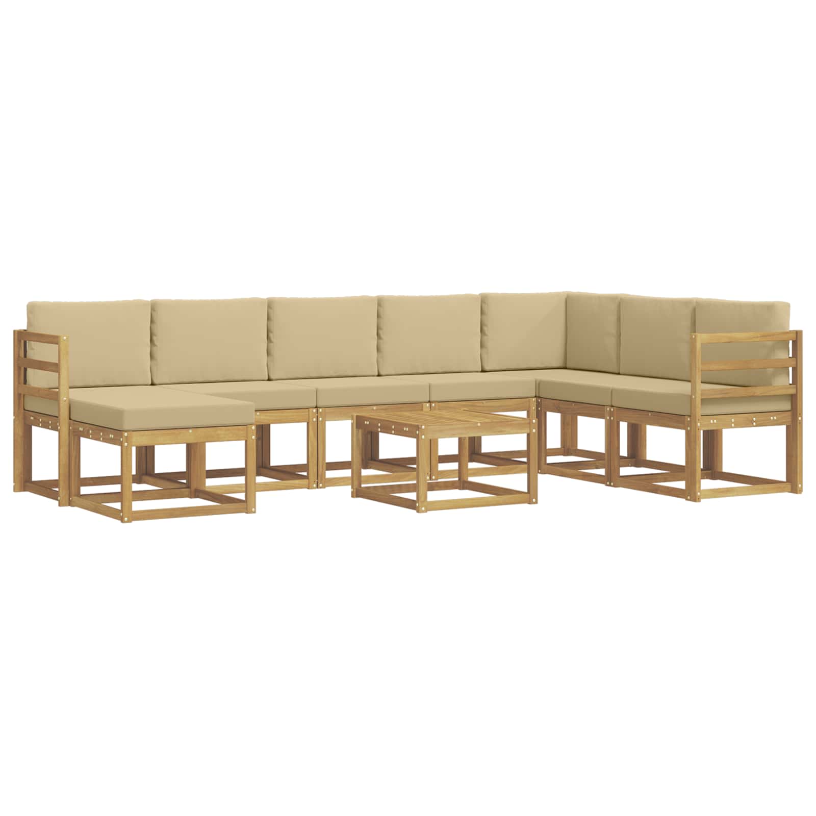 Buiten bankenset met kussen 9 pcs Wit en Beige – afbeelding 2