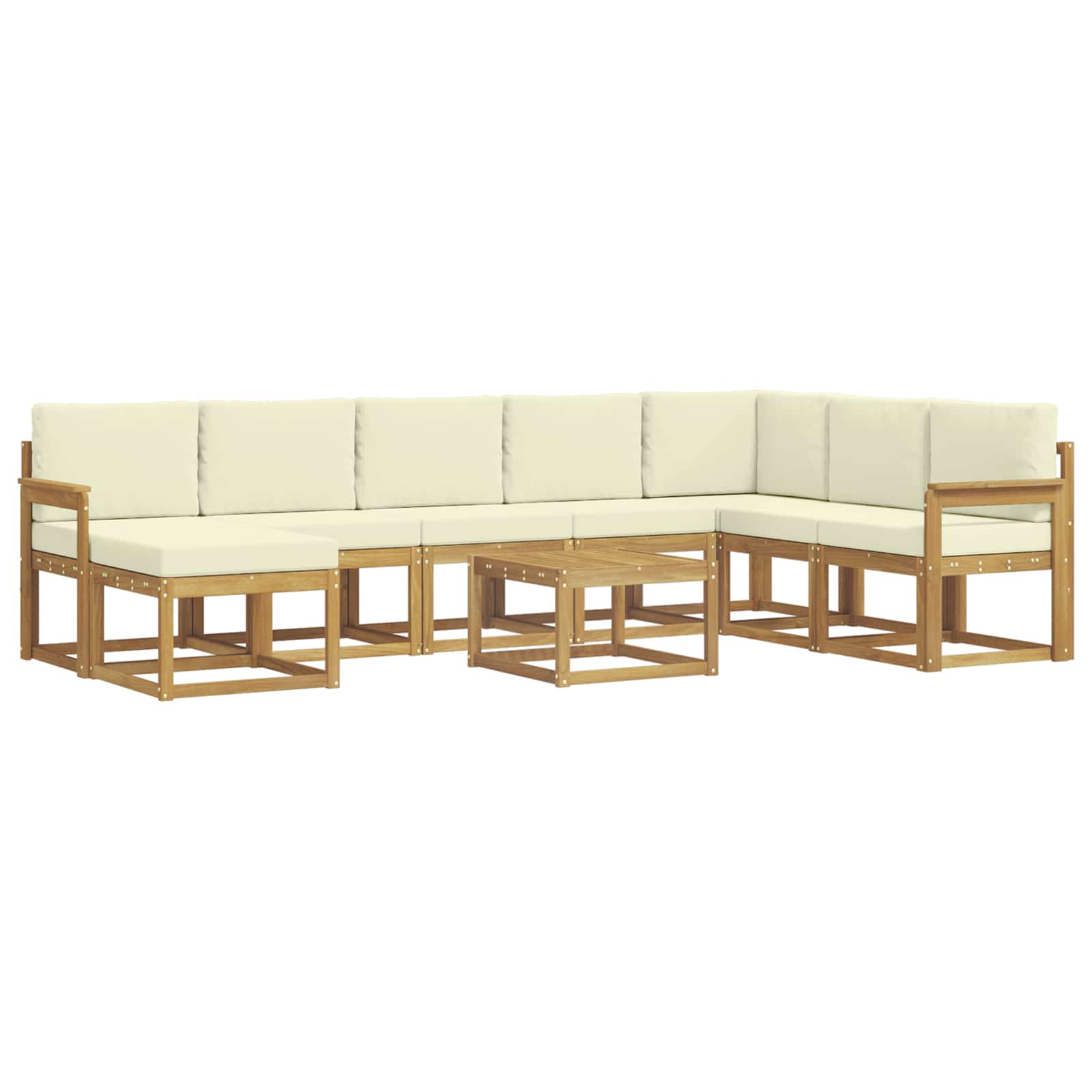Buiten bankenset met kussen 9 pcs Wit en crèmekleurig – afbeelding 2