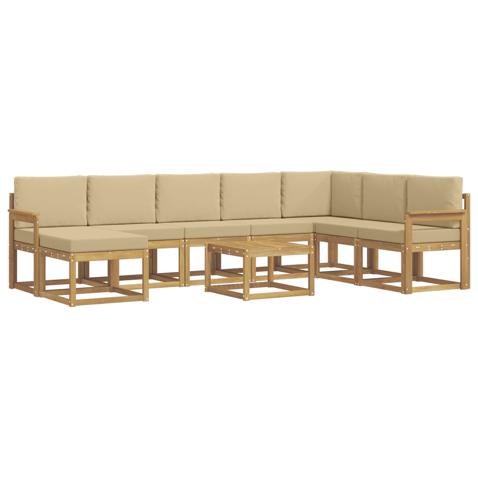 Buiten bankenset met kussen 9 pcs Wit en Beige – afbeelding 2