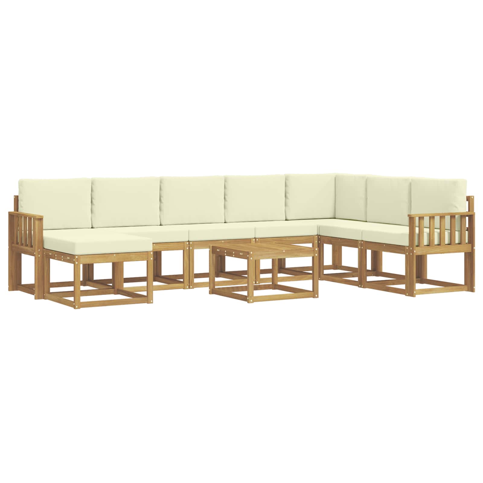 Buiten bankenset met kussen 9 pcs Wit en crèmekleurig – afbeelding 2