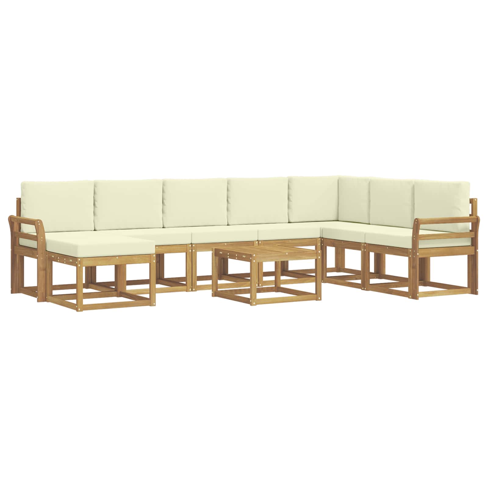 Buiten bankenset met kussen 9 pcs Wit en crèmekleurig – afbeelding 2