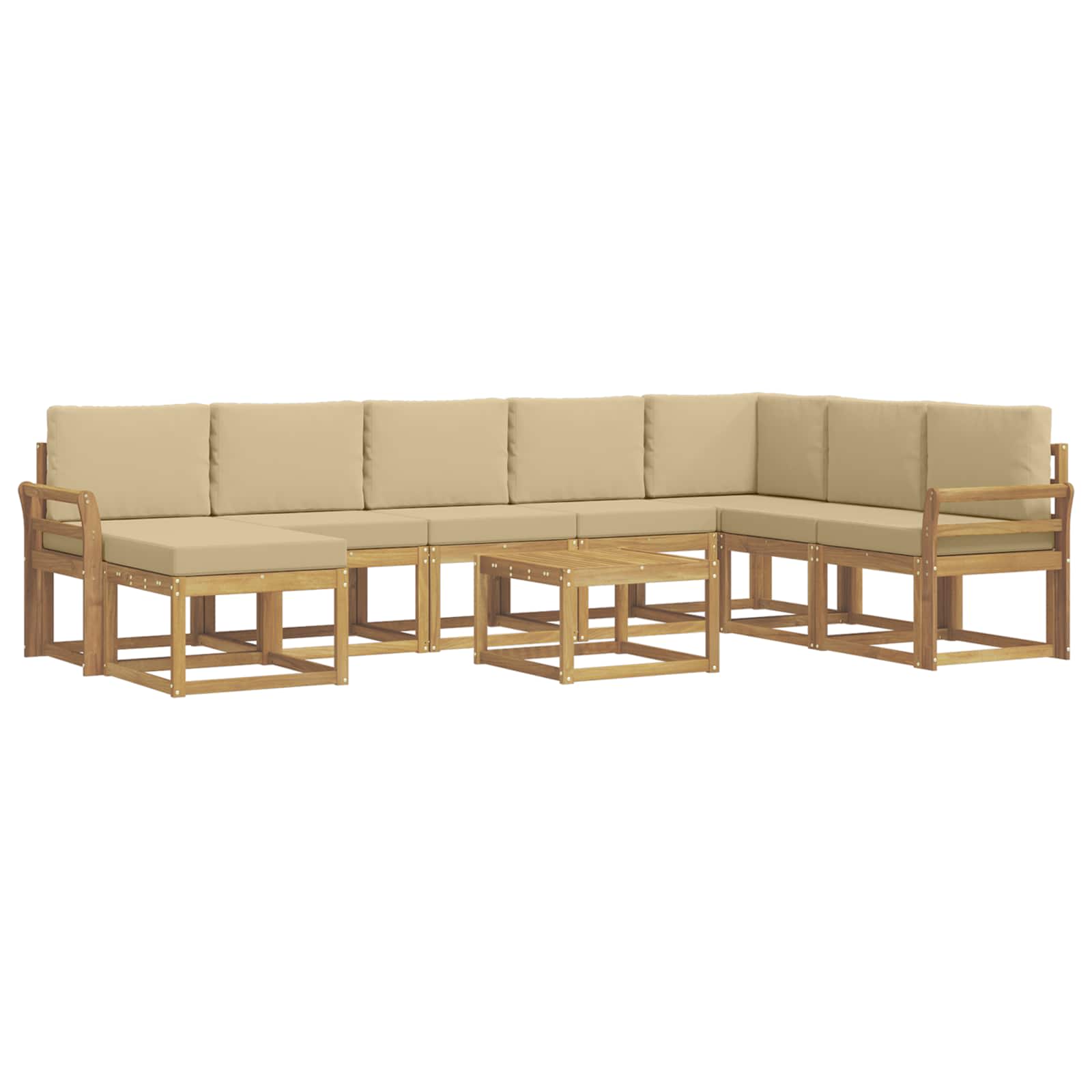 Buiten bankenset met kussen 9 pcs Wit en Beige – afbeelding 2