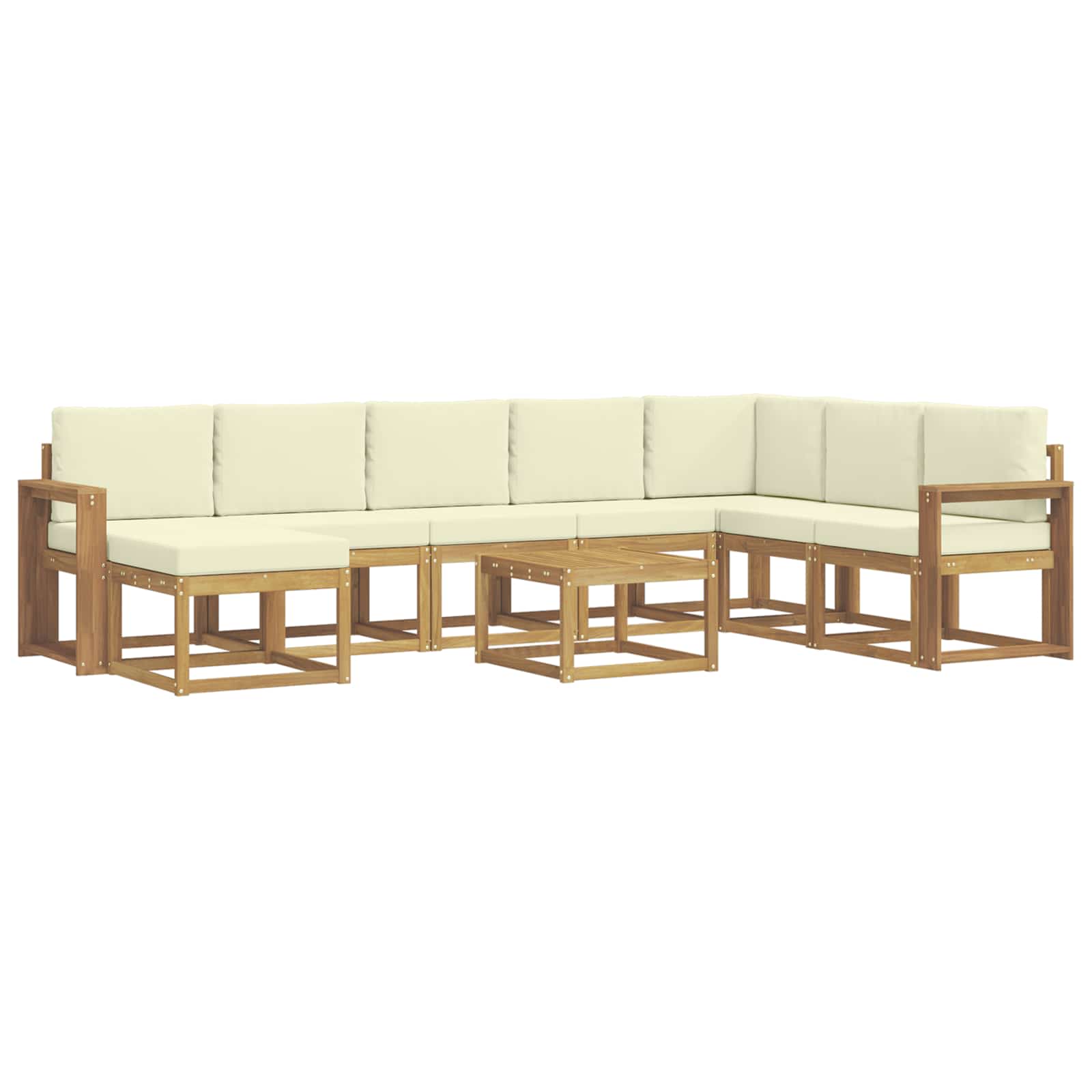 Buiten bankenset met kussen 9 pcs Wit en crèmekleurig – afbeelding 2