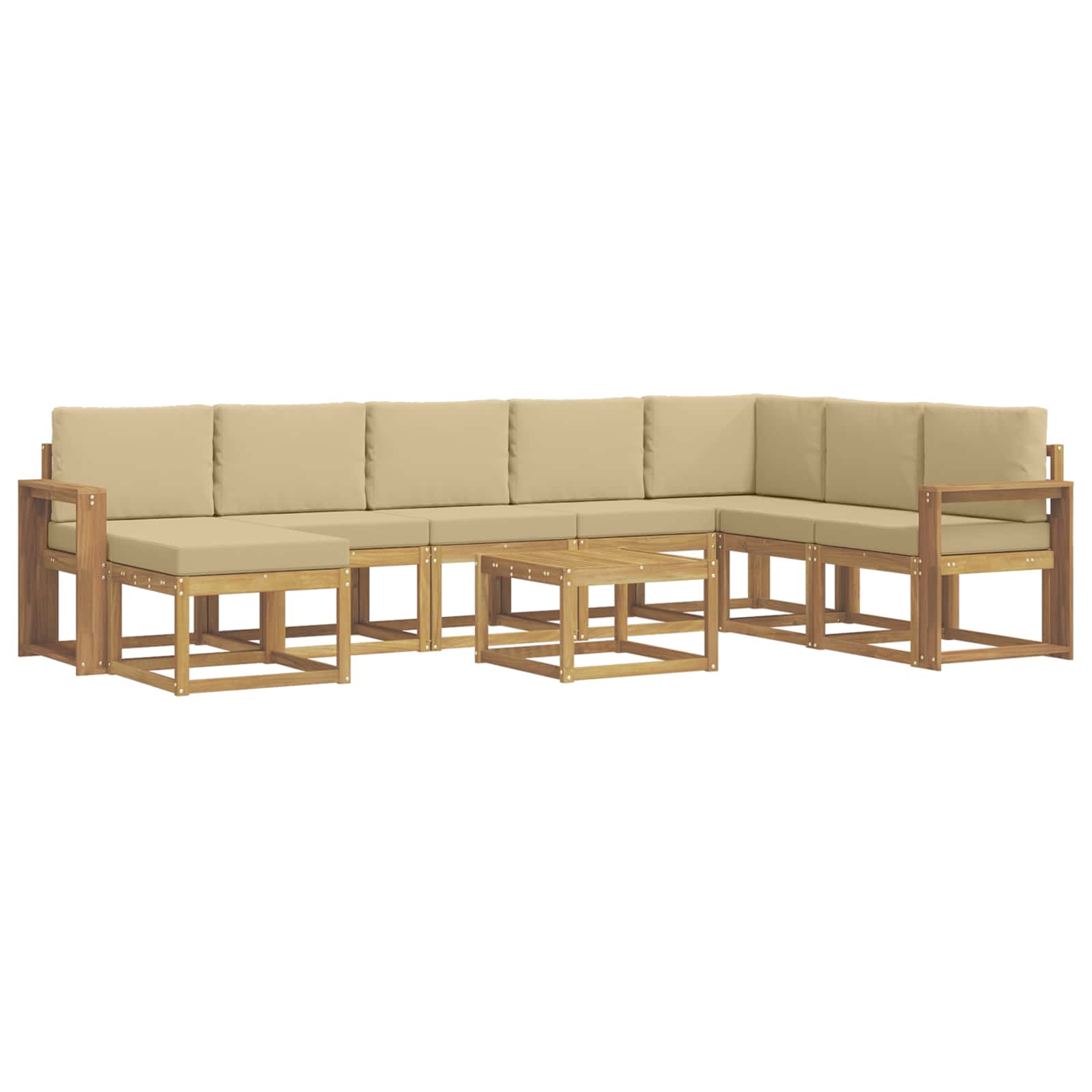 Buiten bankenset met kussen 9 pcs Wit en Beige – afbeelding 2