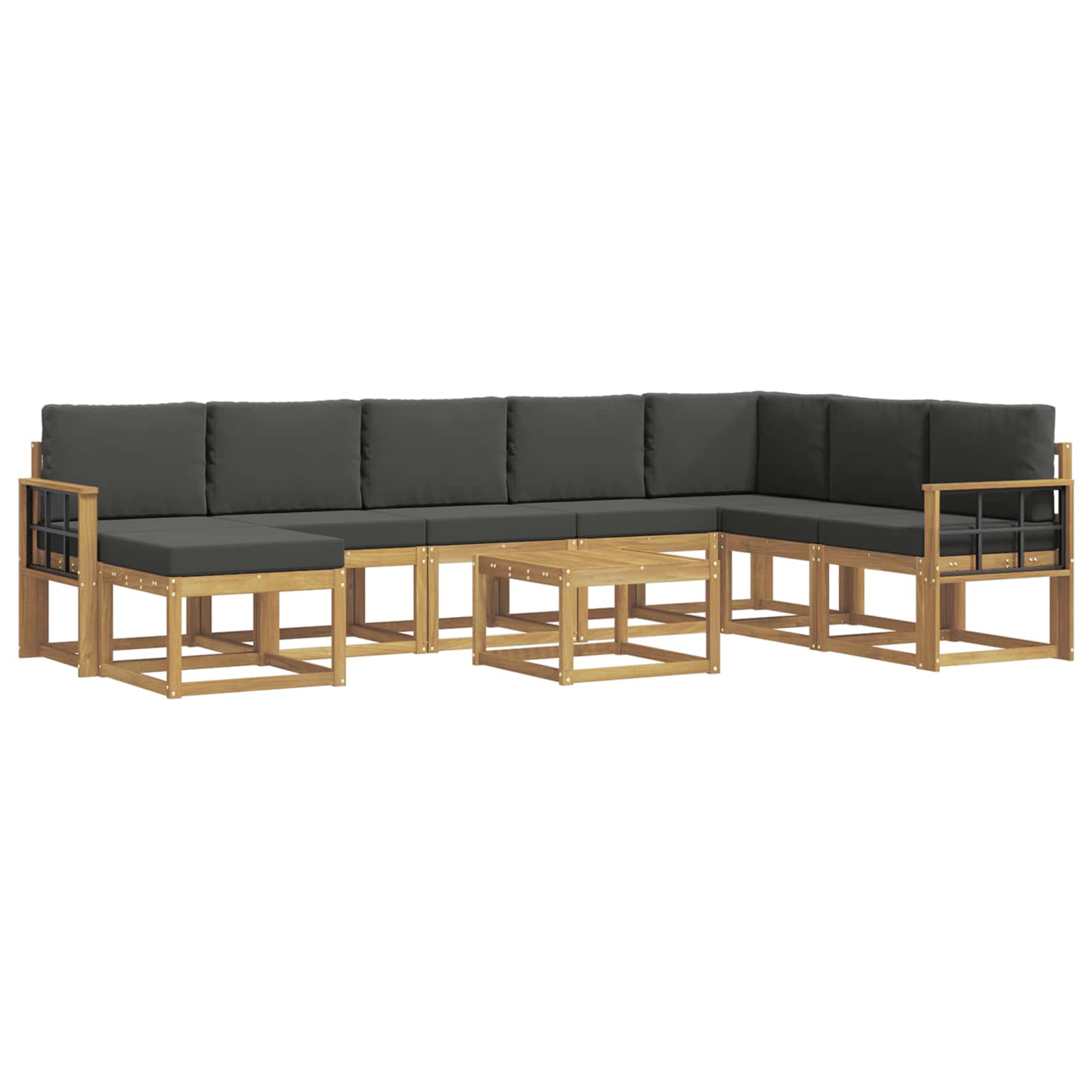 Buiten bankenset met kussen 9 pcs Wit en antracietkleurig – afbeelding 2