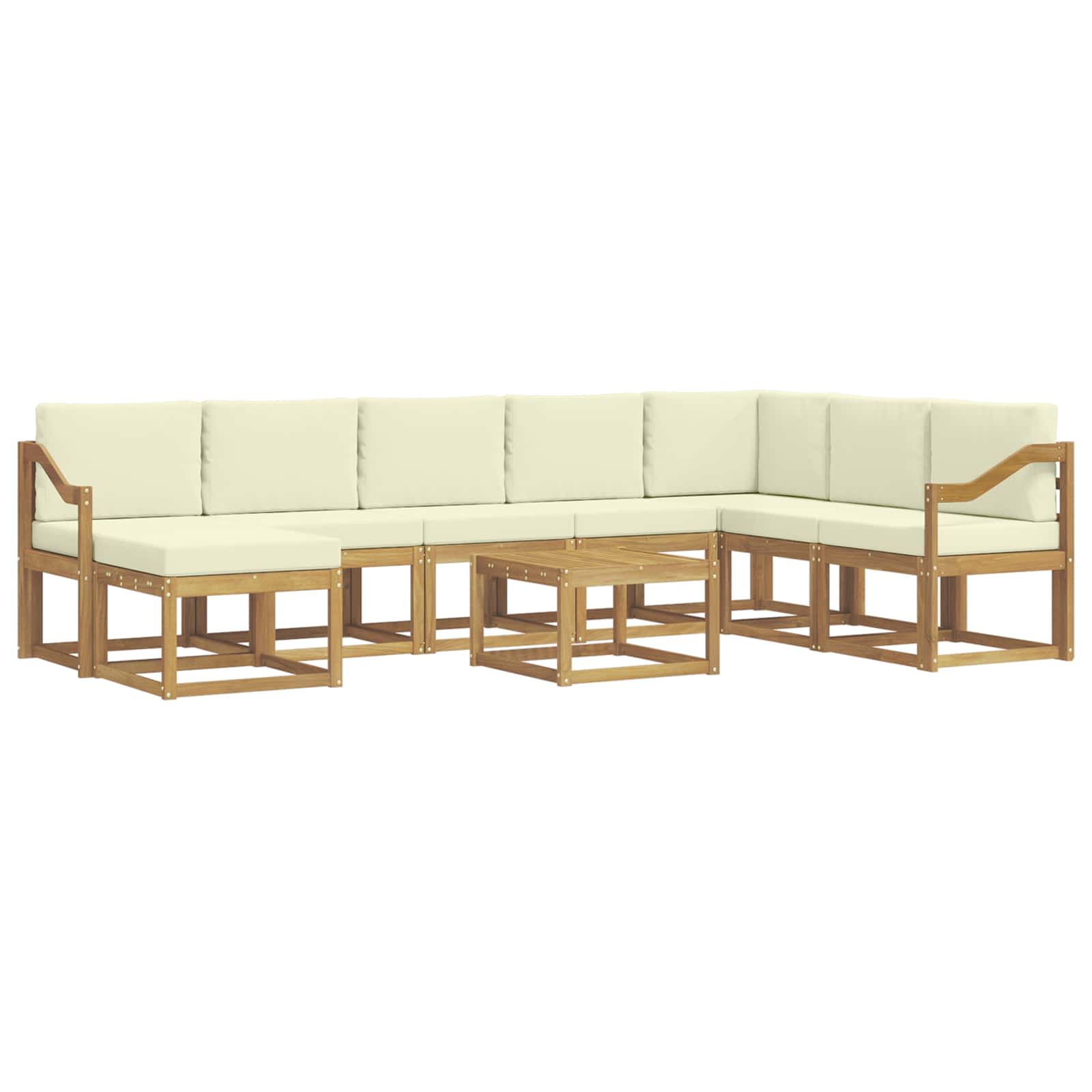 Buiten bankenset met kussen 9 pcs Wit en crèmekleurig – afbeelding 2