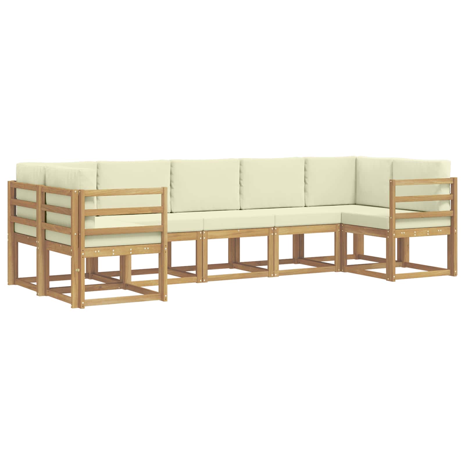 Buiten bankenset met kussen 7 pcs Wit en crèmekleurig – afbeelding 2