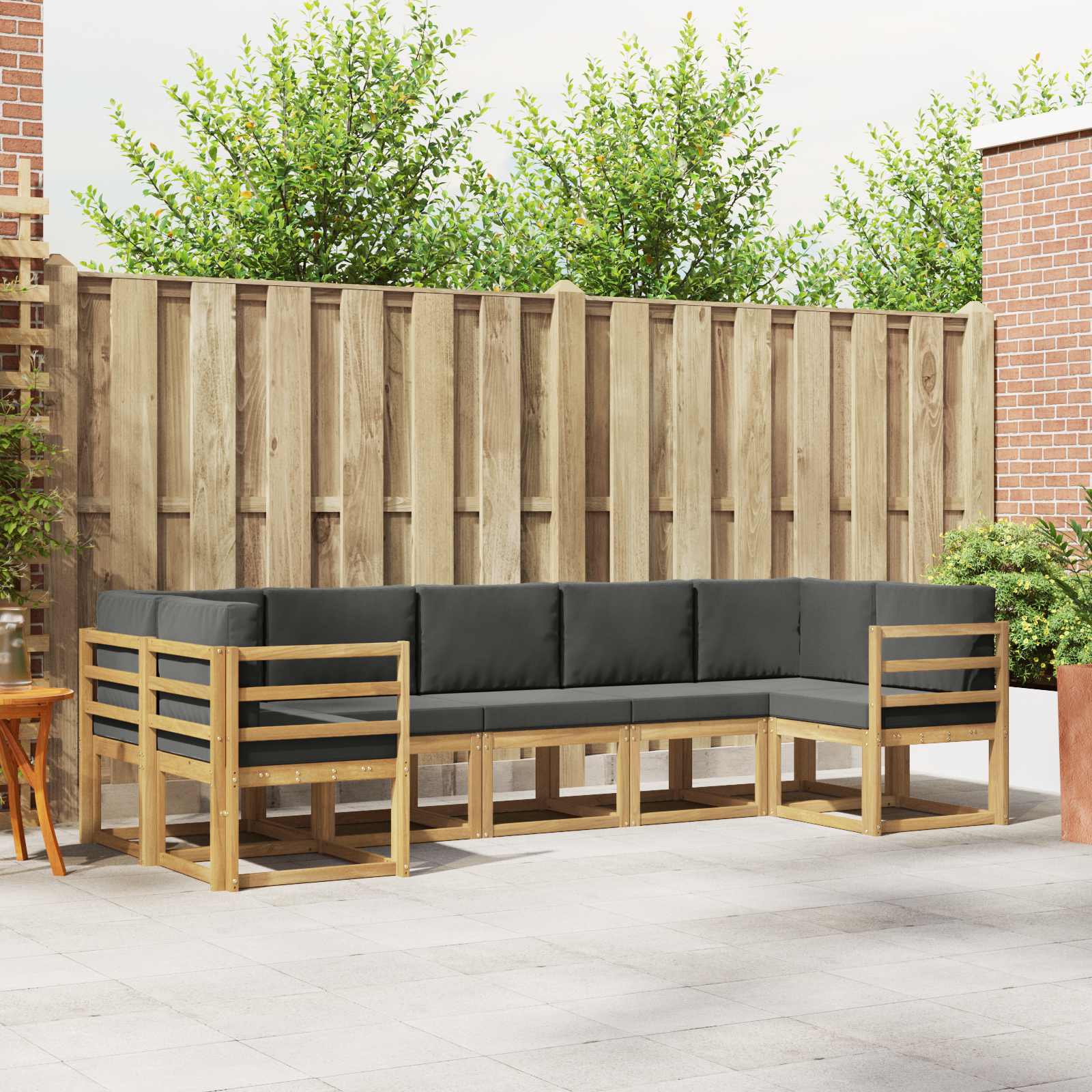 Buiten bankenset met kussen 7 pcs Wit en antracietkleurig – afbeelding 1