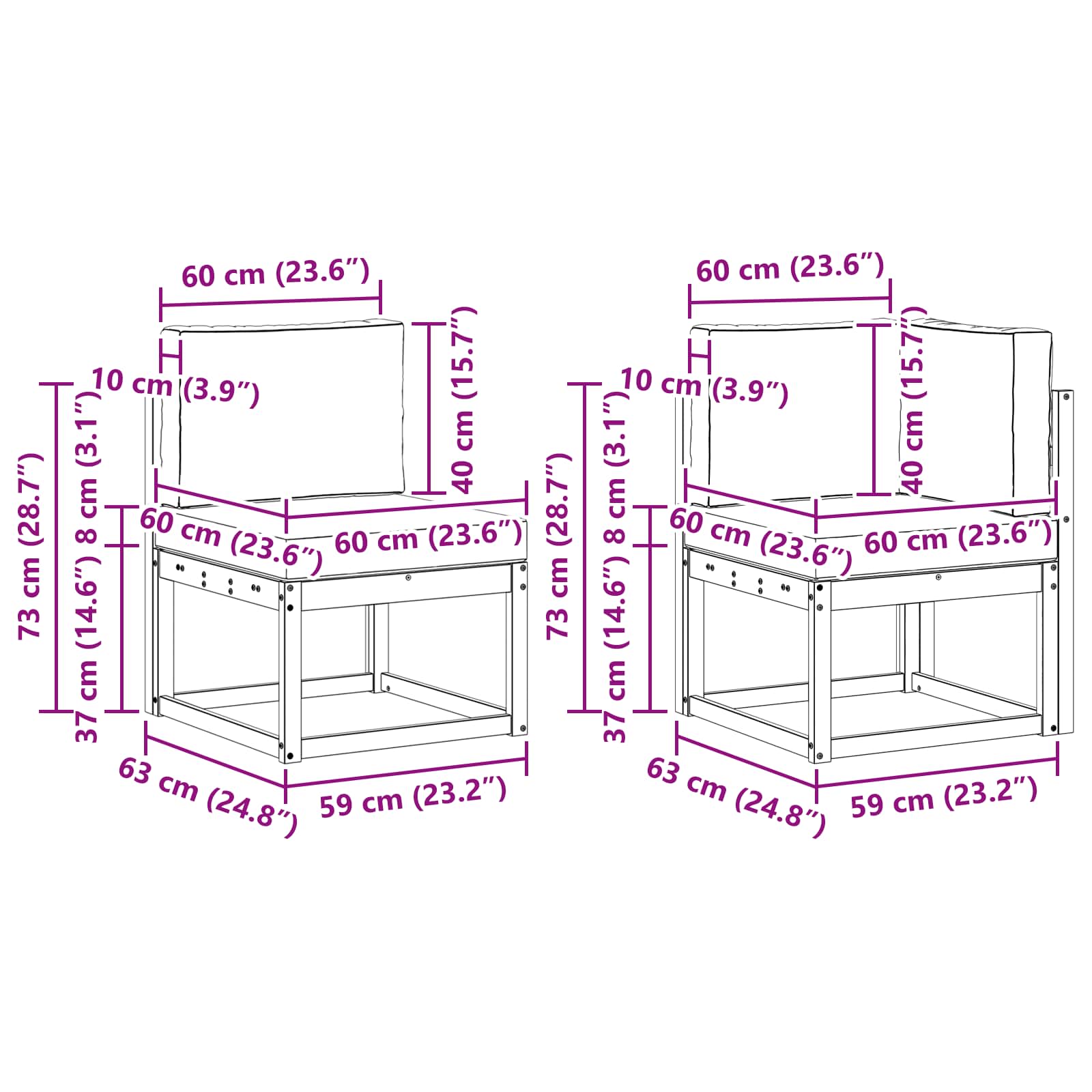 Buiten bankenset met kussen 7 pcs Wit en antracietkleurig – afbeelding 8