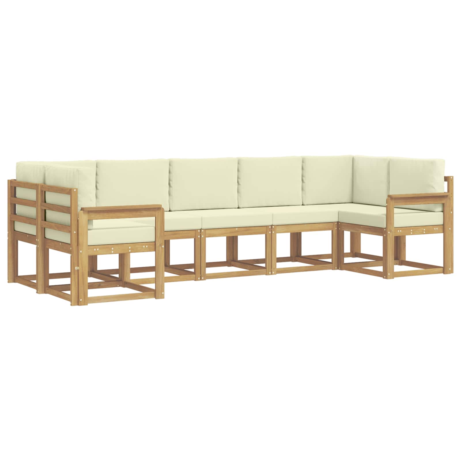 Buiten bankenset met kussen 7 pcs Wit en crèmekleurig – afbeelding 2