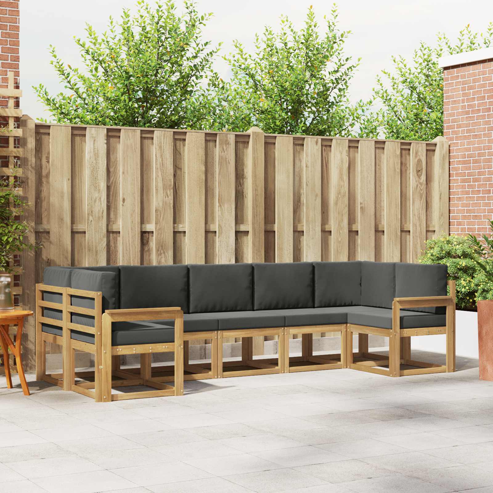 Buiten bankenset met kussen 7 pcs Wit en antracietkleurig – afbeelding 1