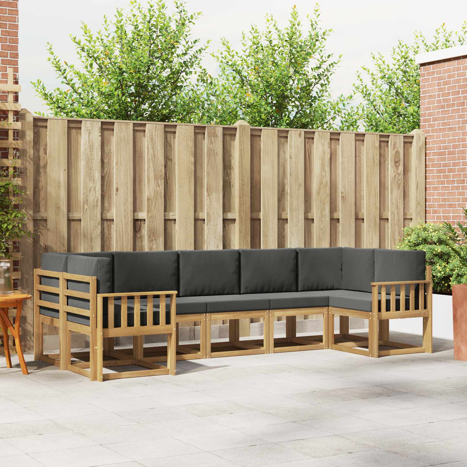 Buiten bankenset met kussen 7 pcs Wit en antracietkleurig – afbeelding 1