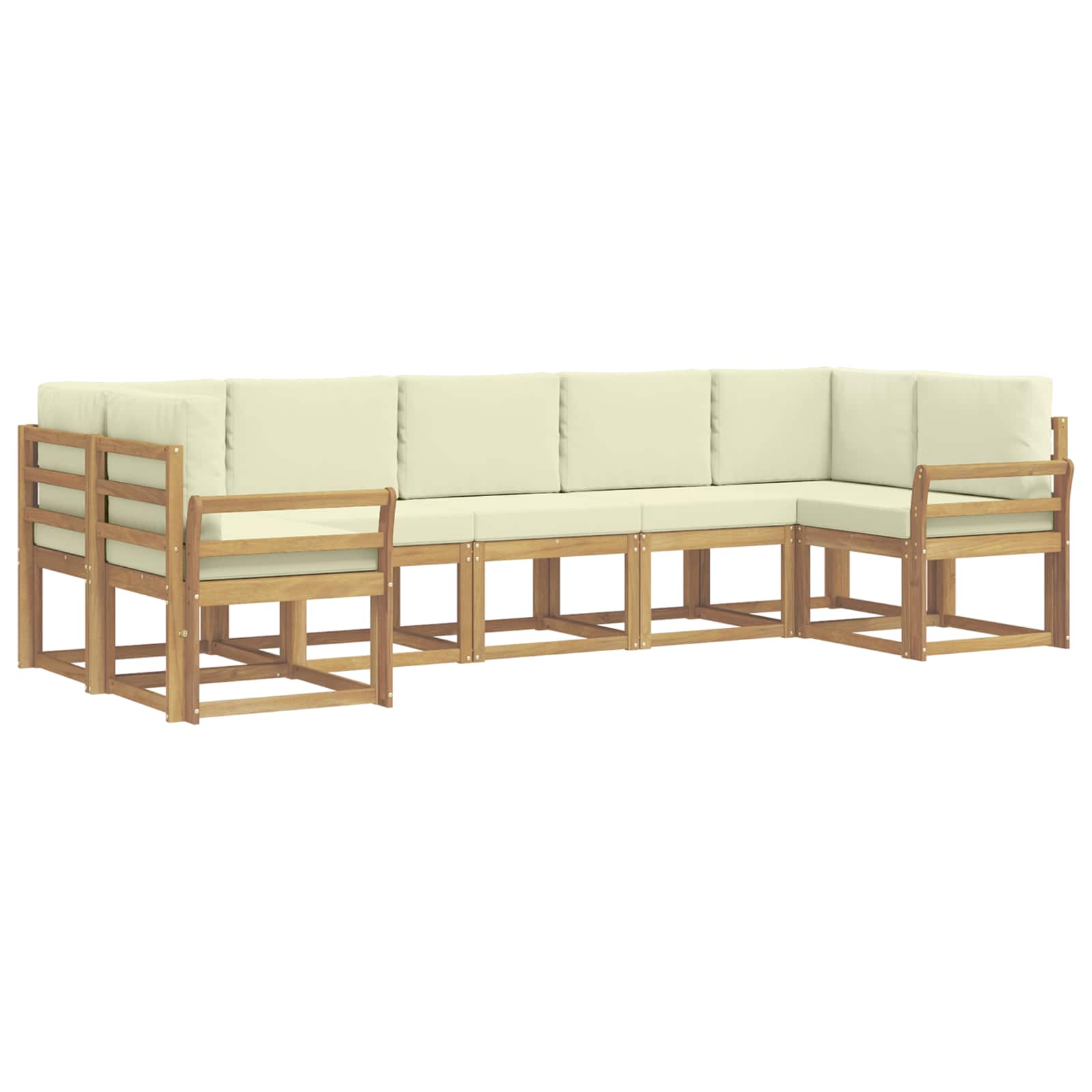 Buiten bankenset met kussen 7 pcs Wit en crèmekleurig – afbeelding 2