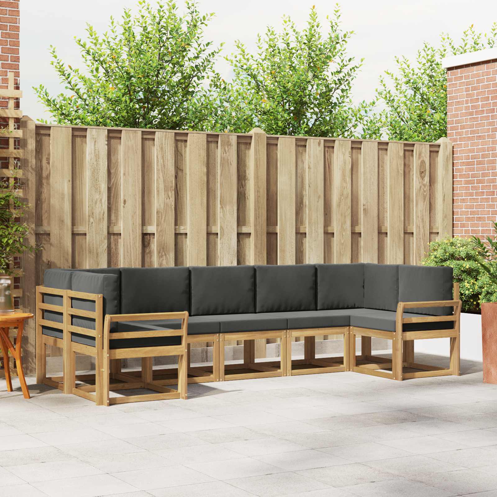 Buiten bankenset met kussen 7 pcs Wit en antracietkleurig – afbeelding 1
