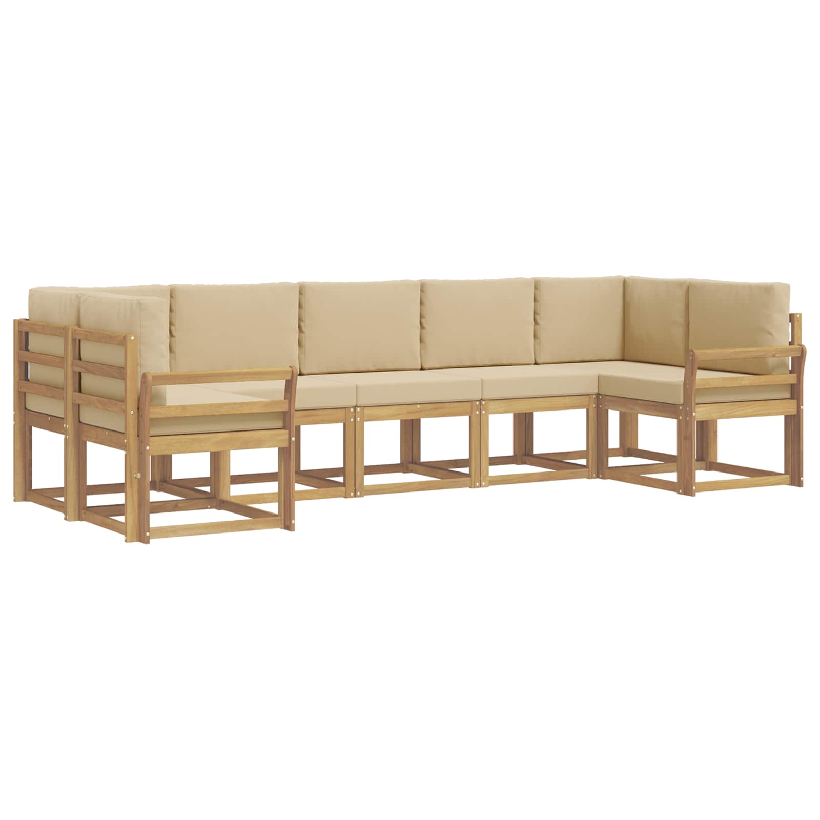 Buiten bankenset met kussen 7 pcs Wit en Beige – afbeelding 2