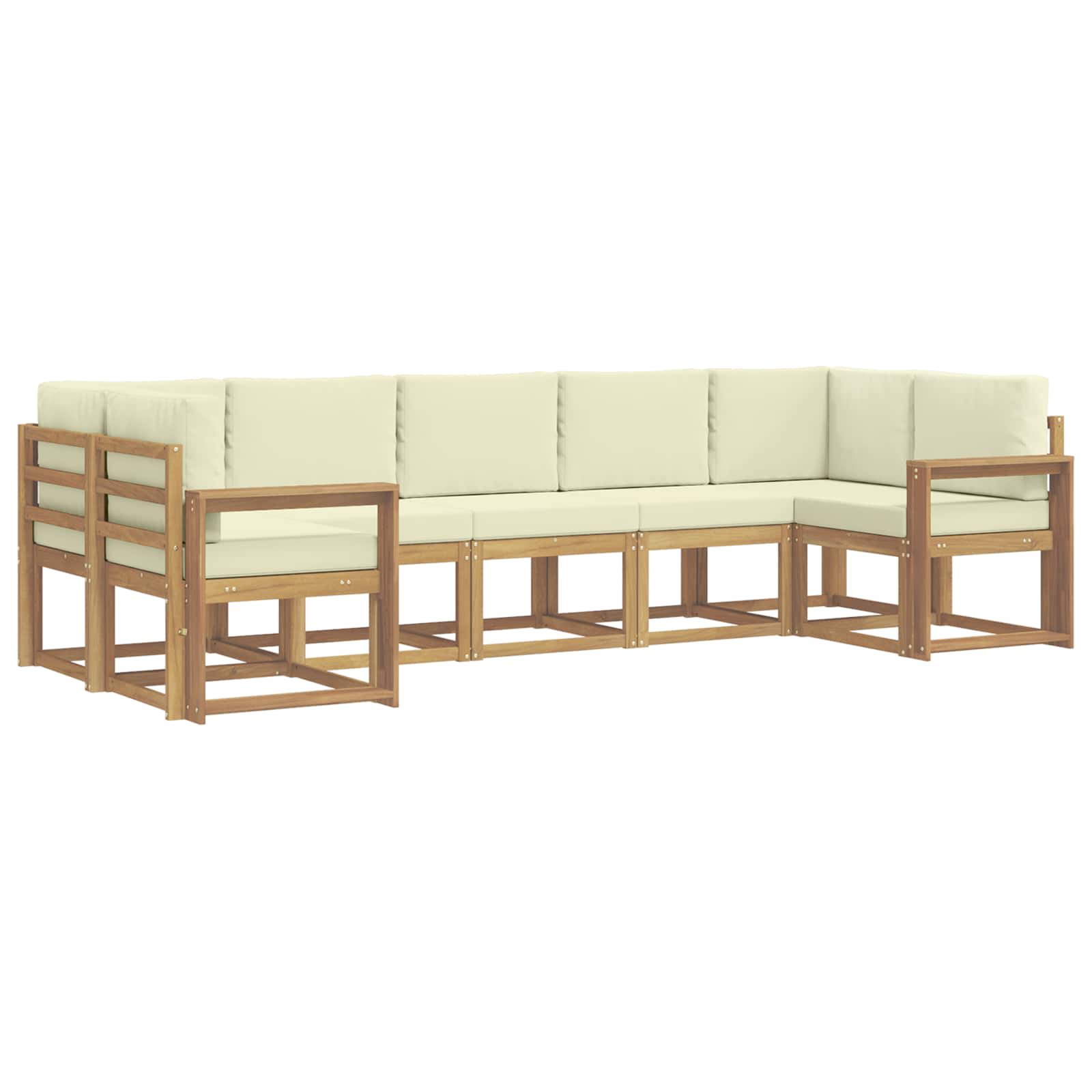Buiten bankenset met kussen 7 pcs Wit en crèmekleurig – afbeelding 2