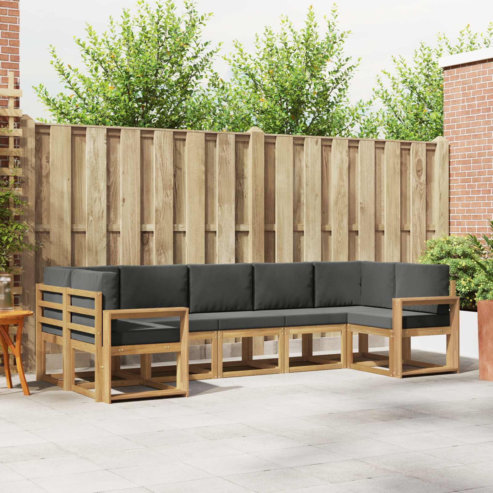 Buiten bankenset met kussen 7 pcs Wit en antracietkleurig – afbeelding 1