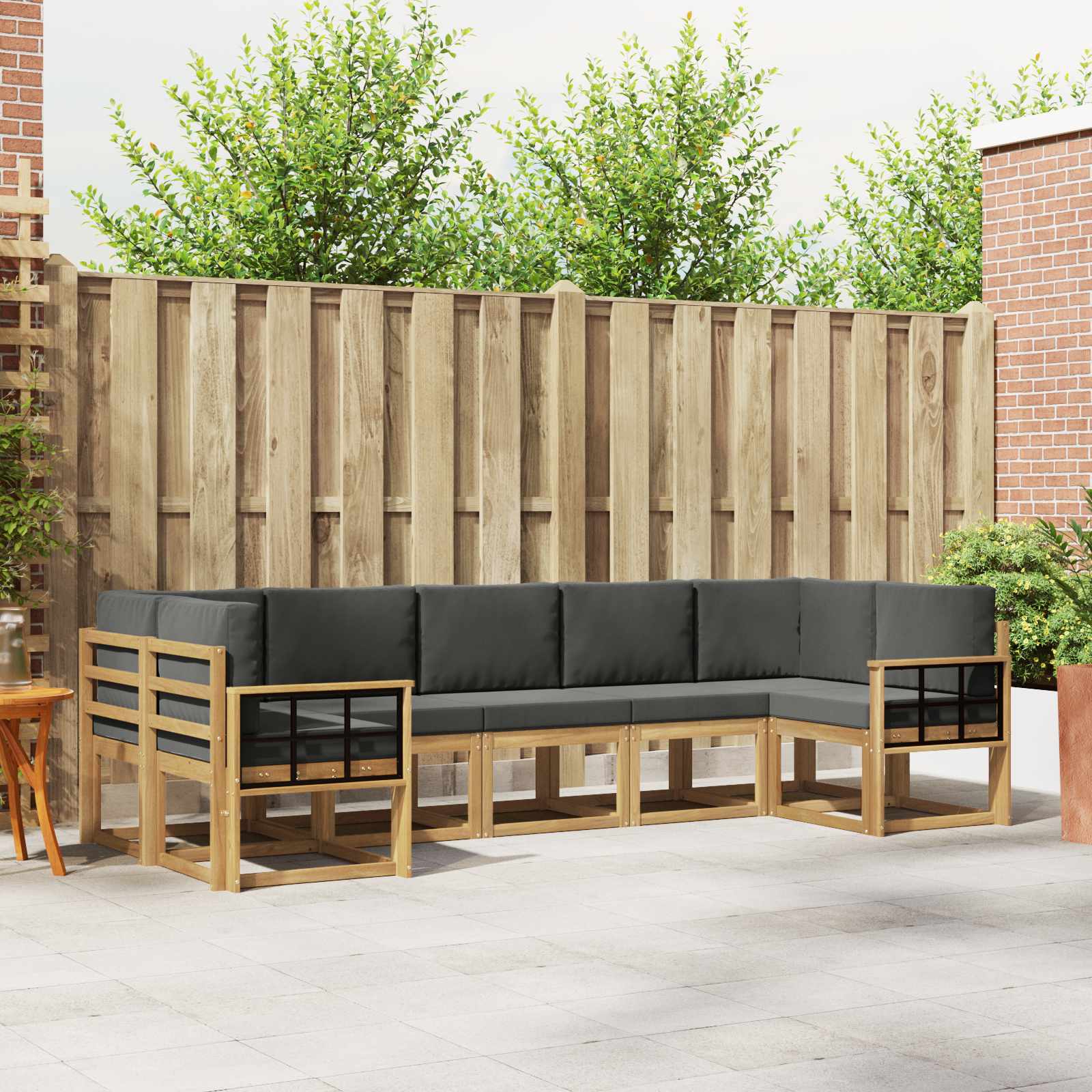 Buiten bankenset met kussen 7 pcs Wit en antracietkleurig – afbeelding 1