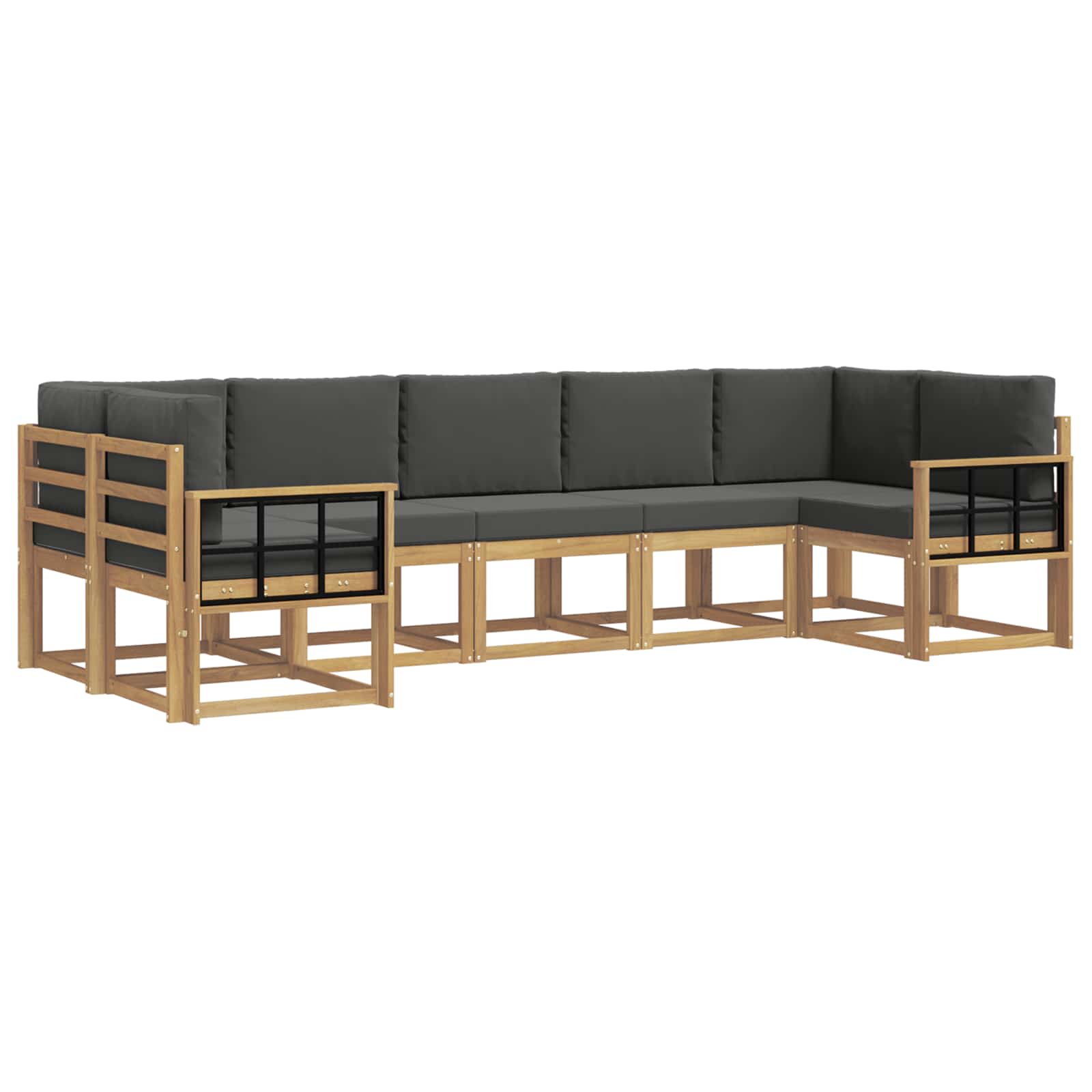 Buiten bankenset met kussen 7 pcs Wit en antracietkleurig – afbeelding 2
