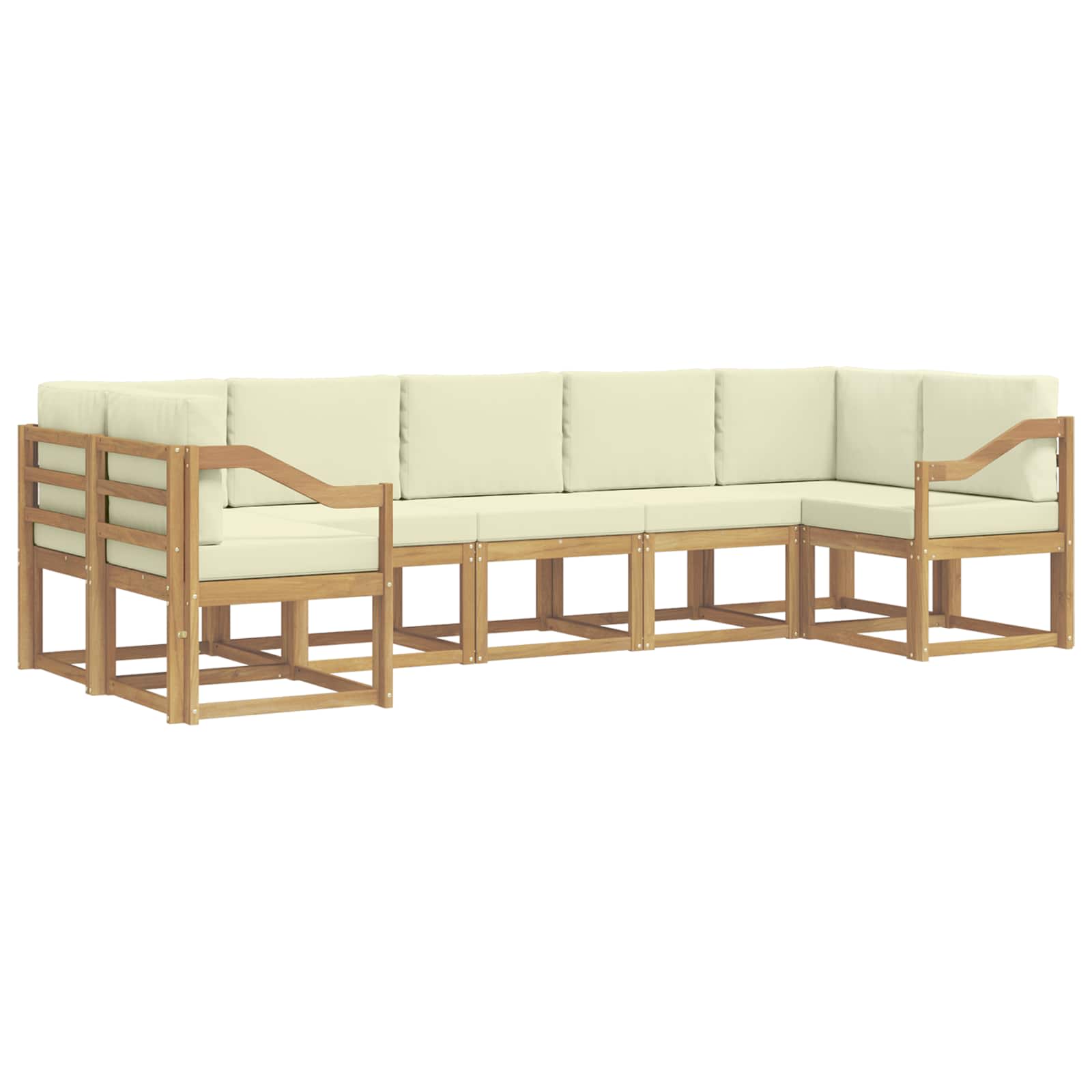 Buiten bankenset met kussen 7 pcs Wit en crèmekleurig – afbeelding 2
