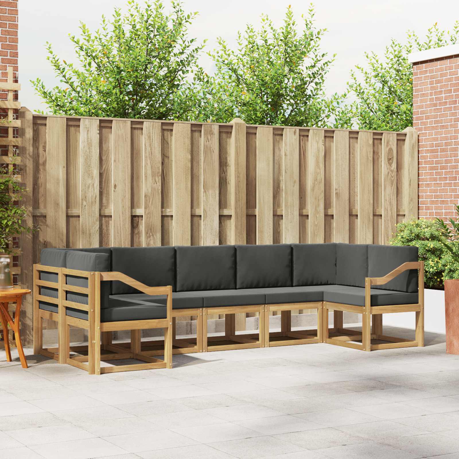 Buiten bankenset met kussen 7 pcs Massief Acaciahout – afbeelding 1