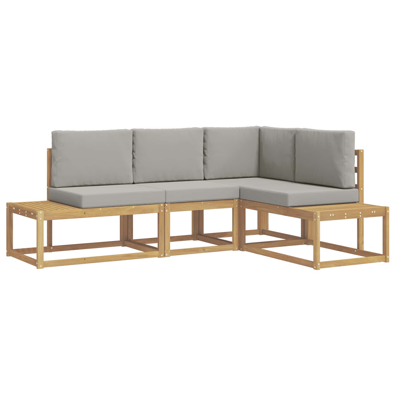 Buiten bankenset 3 Stuk Wit en Lichtgrijs Polyester – afbeelding 2