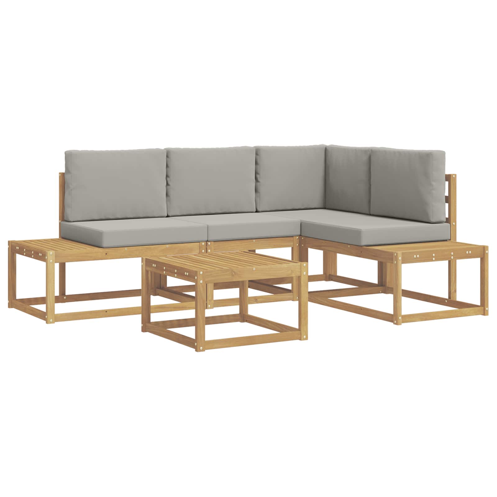 Buiten bankenset 4 Stuk Wit en Lichtgrijs Polyester – afbeelding 2