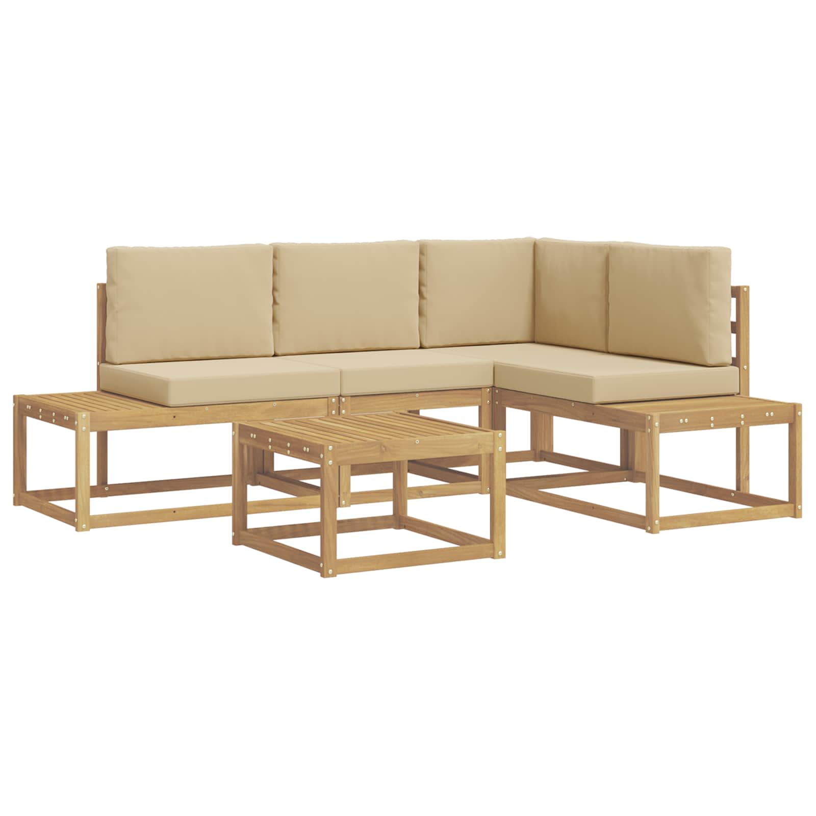 Buiten bankenset 4 Stuk Wit en Beige Polyester – afbeelding 2