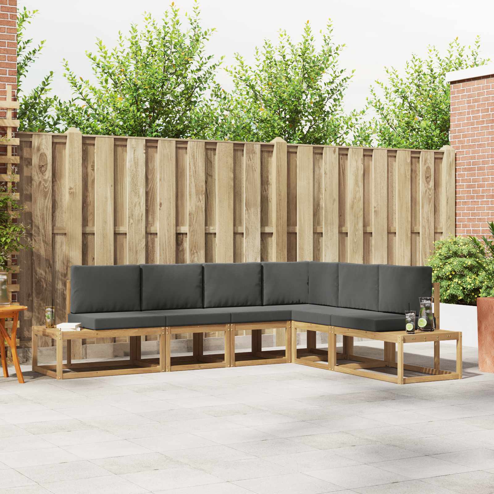 Buiten bankenset 4 Stuk Wit en antracietkleurig Polyester