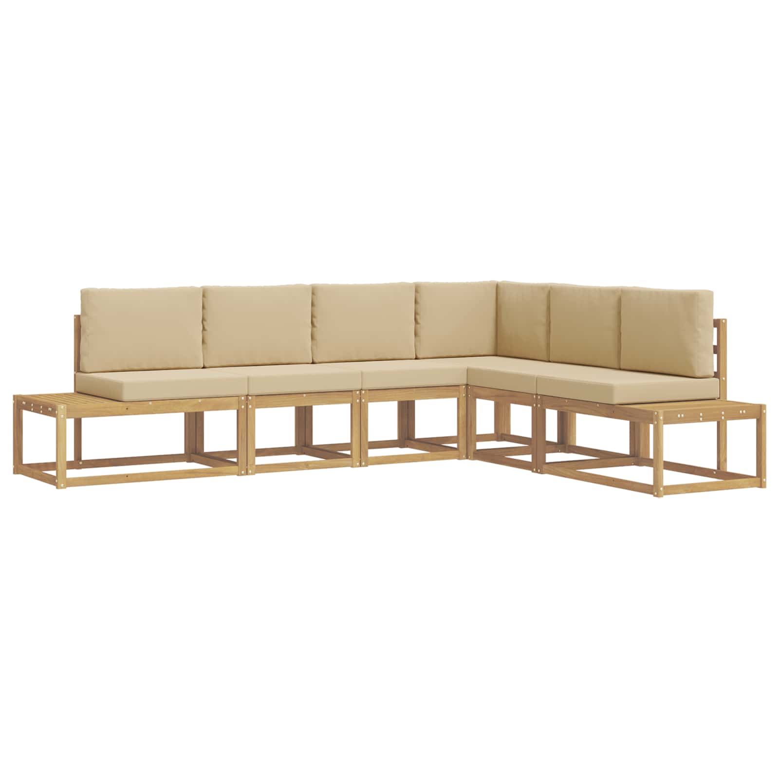 Buiten bankenset 4 Stuk Wit en Beige Polyester – afbeelding 2
