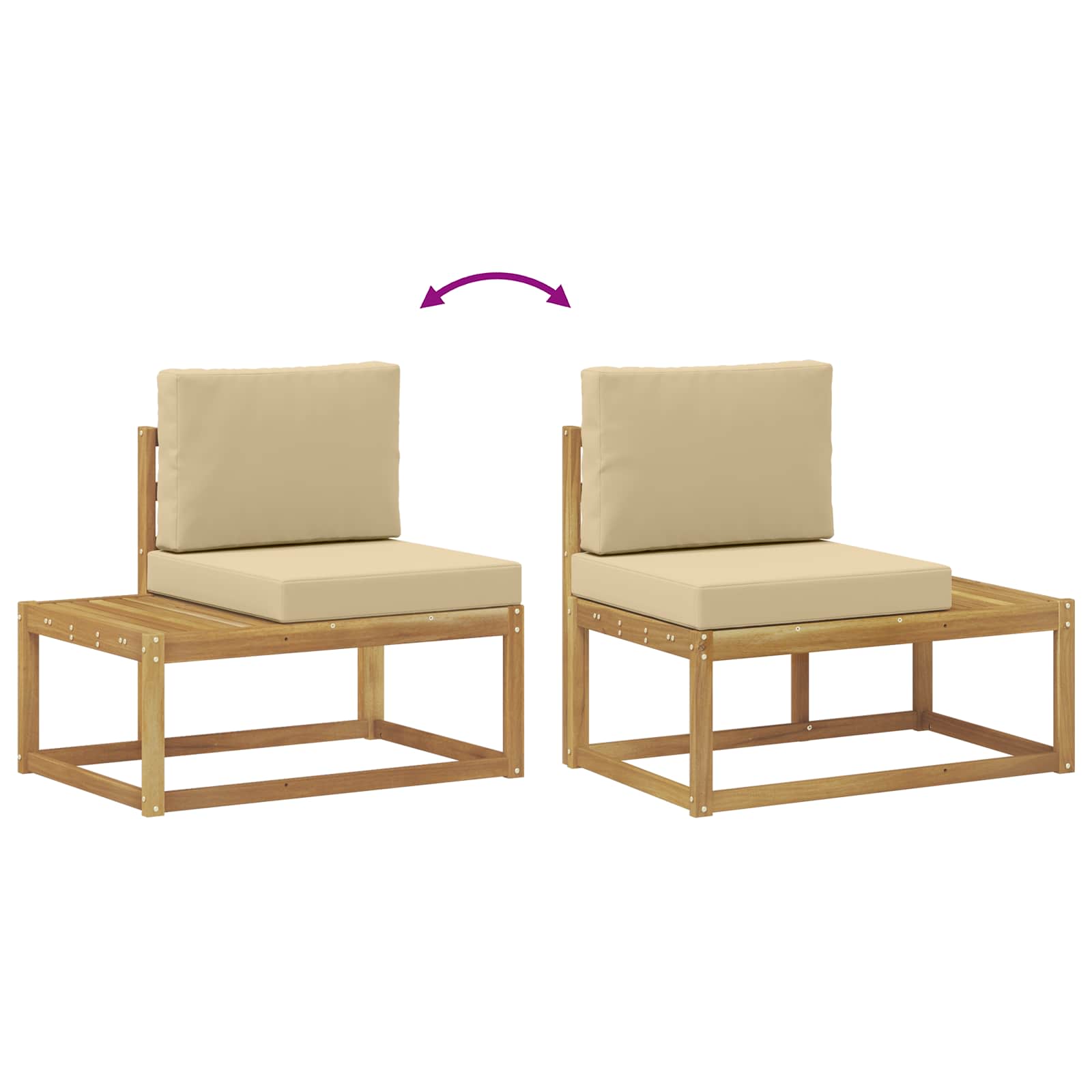 Buiten bankenset 4 Stuk Wit en Beige Polyester – afbeelding 8