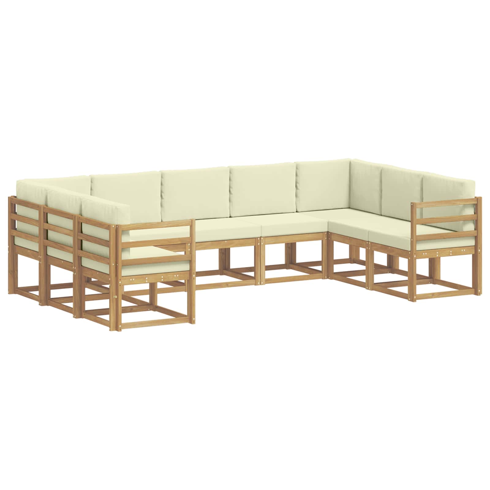 Buiten bankenset met kussen 9 pcs Wit en crèmekleurig – afbeelding 2