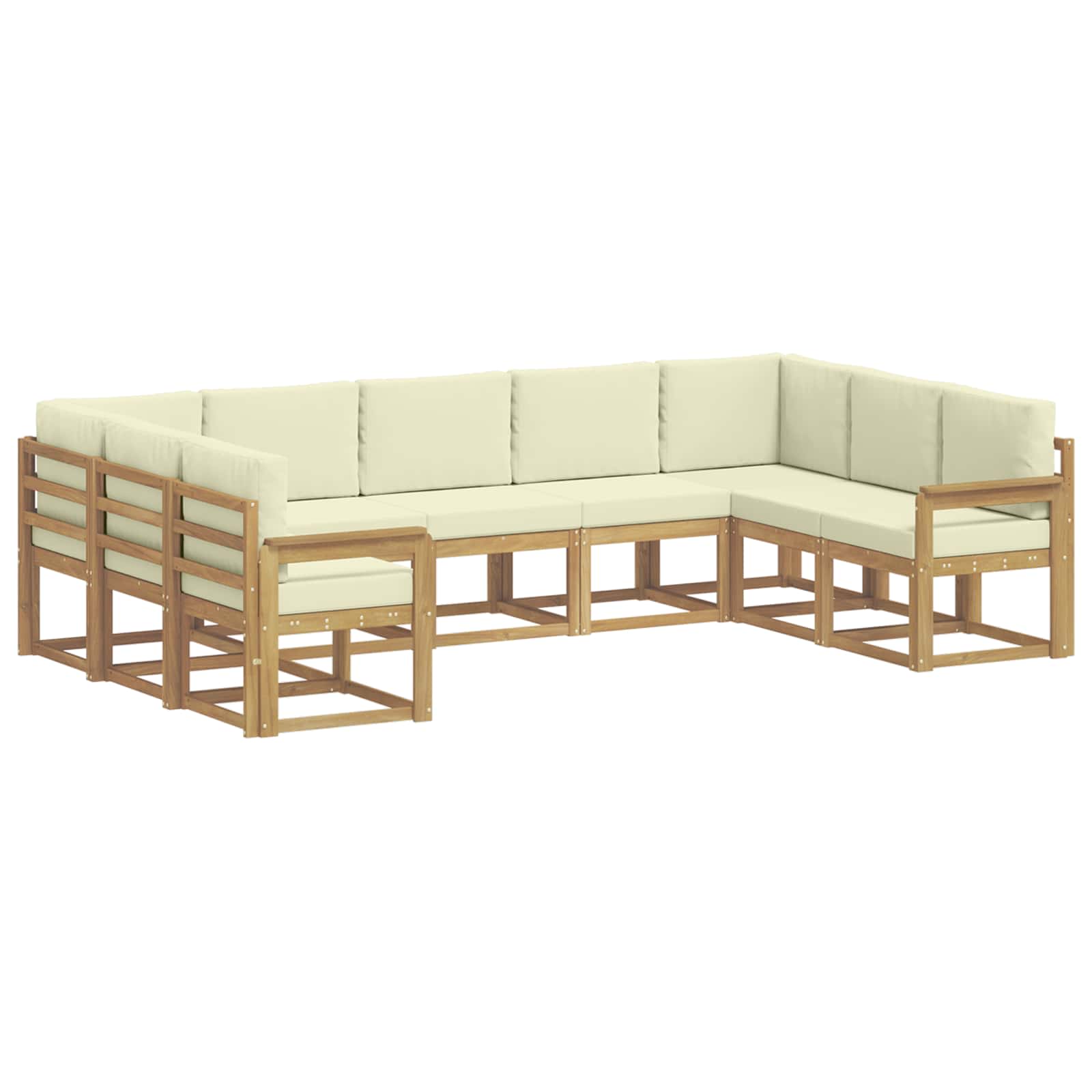 Buiten bankenset met kussen 9 pcs Wit en crèmekleurig – afbeelding 2