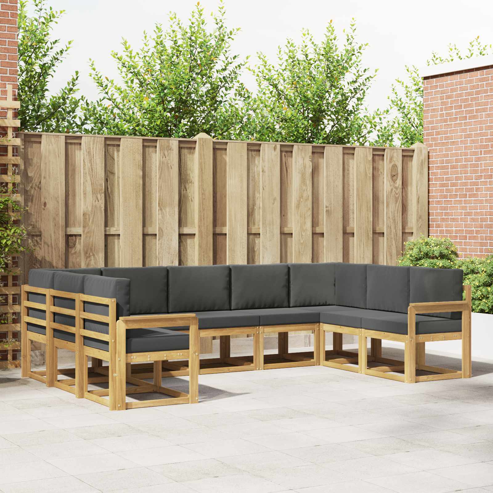Buiten bankenset met kussen 9 pcs Wit en antracietkleurig – afbeelding 1