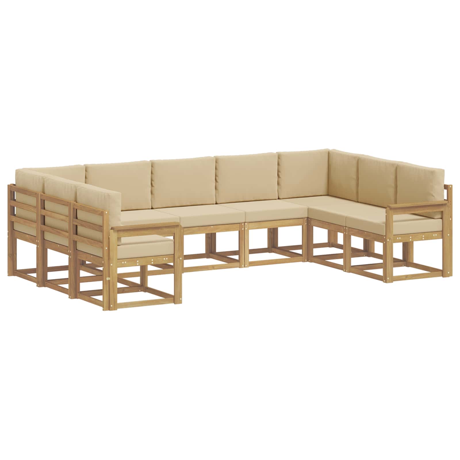 Buiten bankenset met kussen 9 pcs Wit en Beige – afbeelding 2