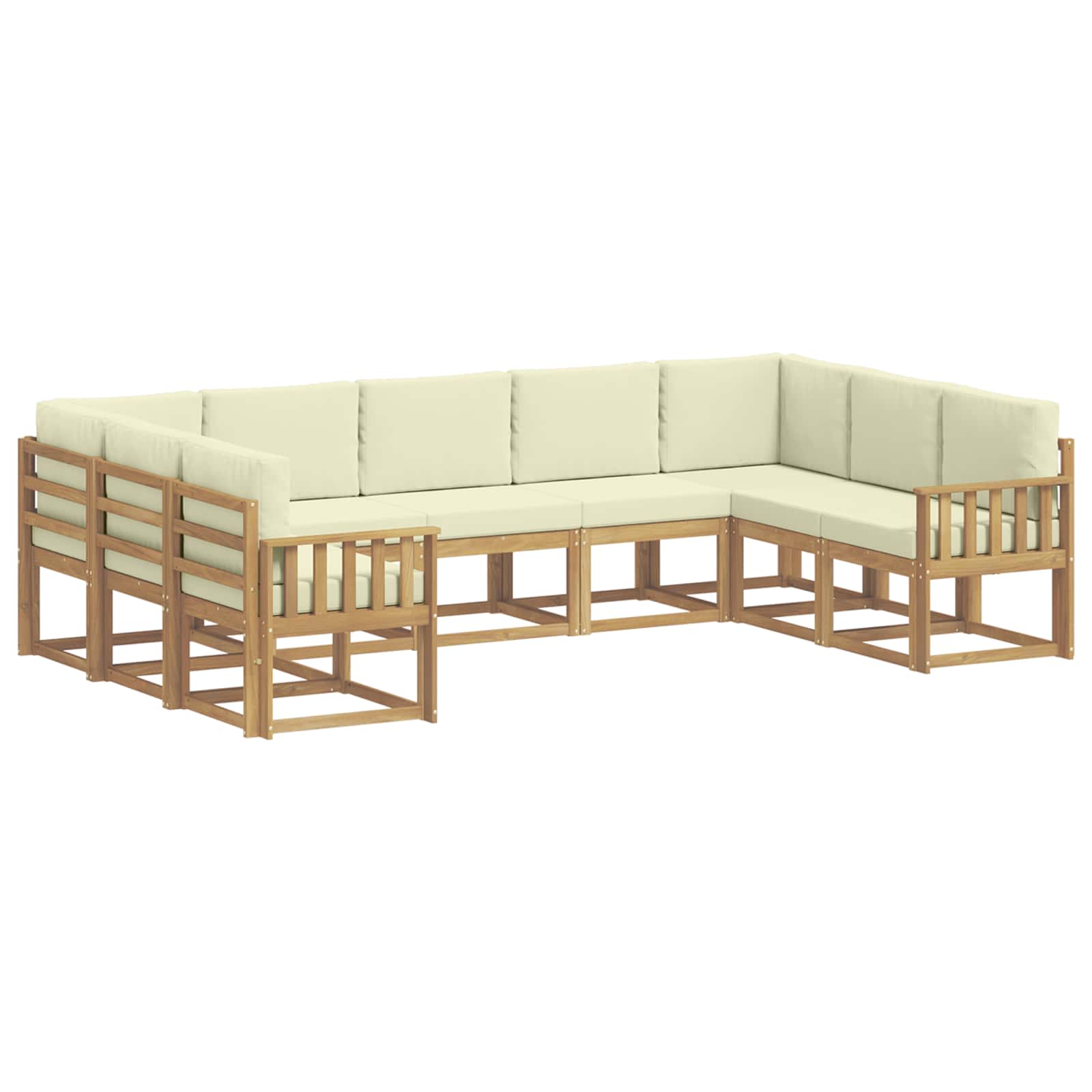 Buiten bankenset met kussen 9 pcs Wit en crèmekleurig – afbeelding 2