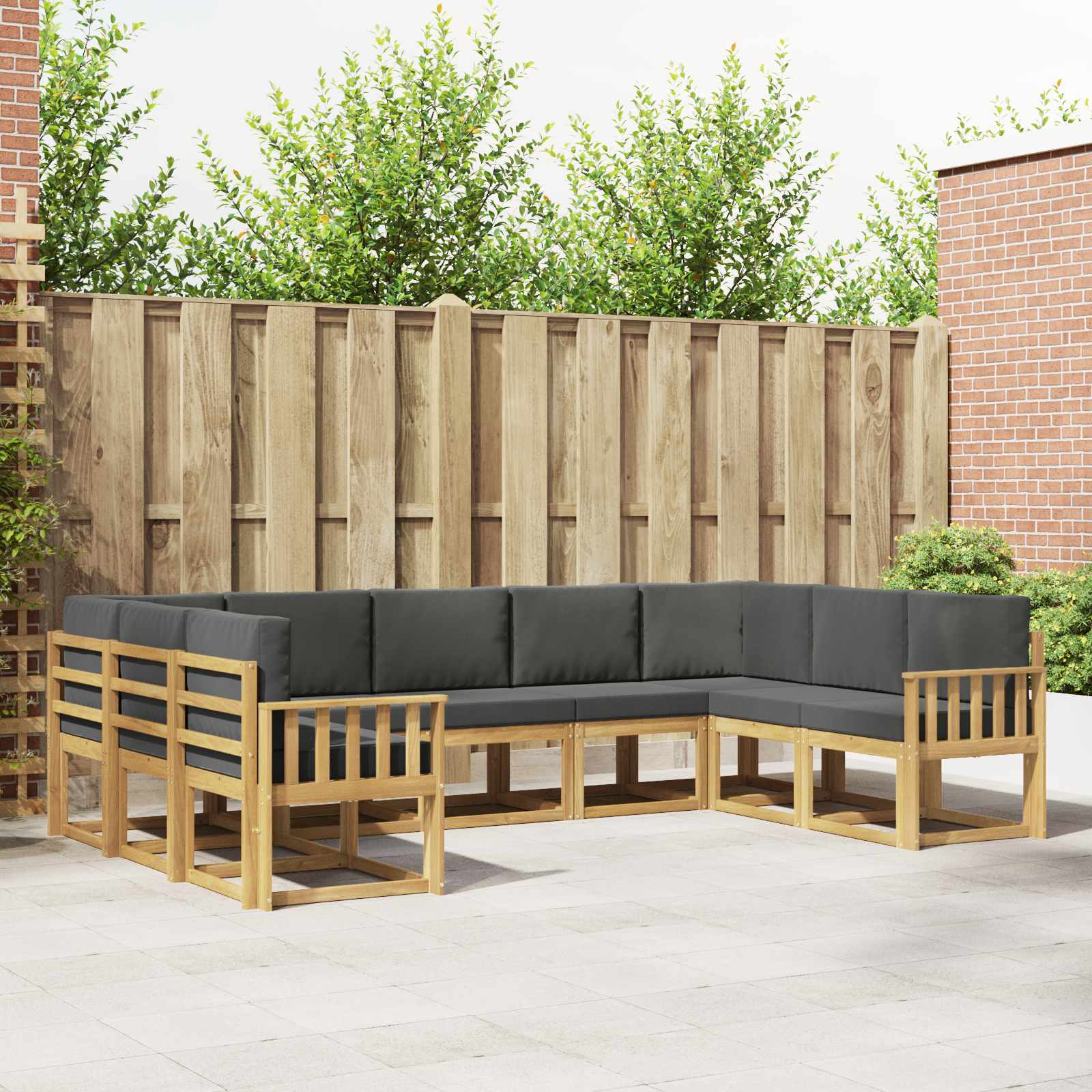 Buiten bankenset met kussen 9 pcs Wit en antracietkleurig – afbeelding 1