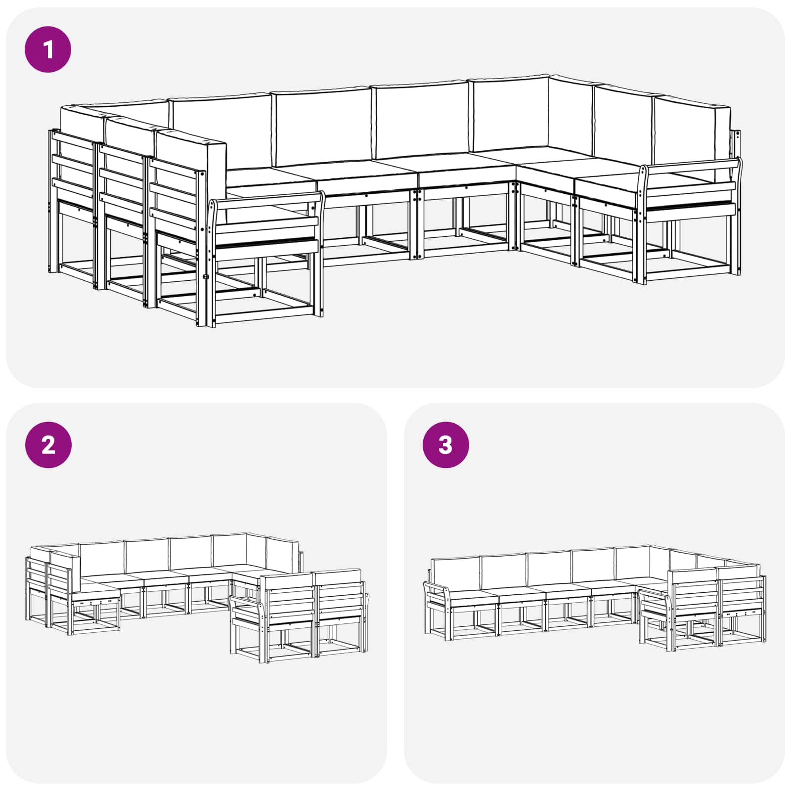 Buiten bankenset met kussen 9 pcs Wit en antracietkleurig – afbeelding 7