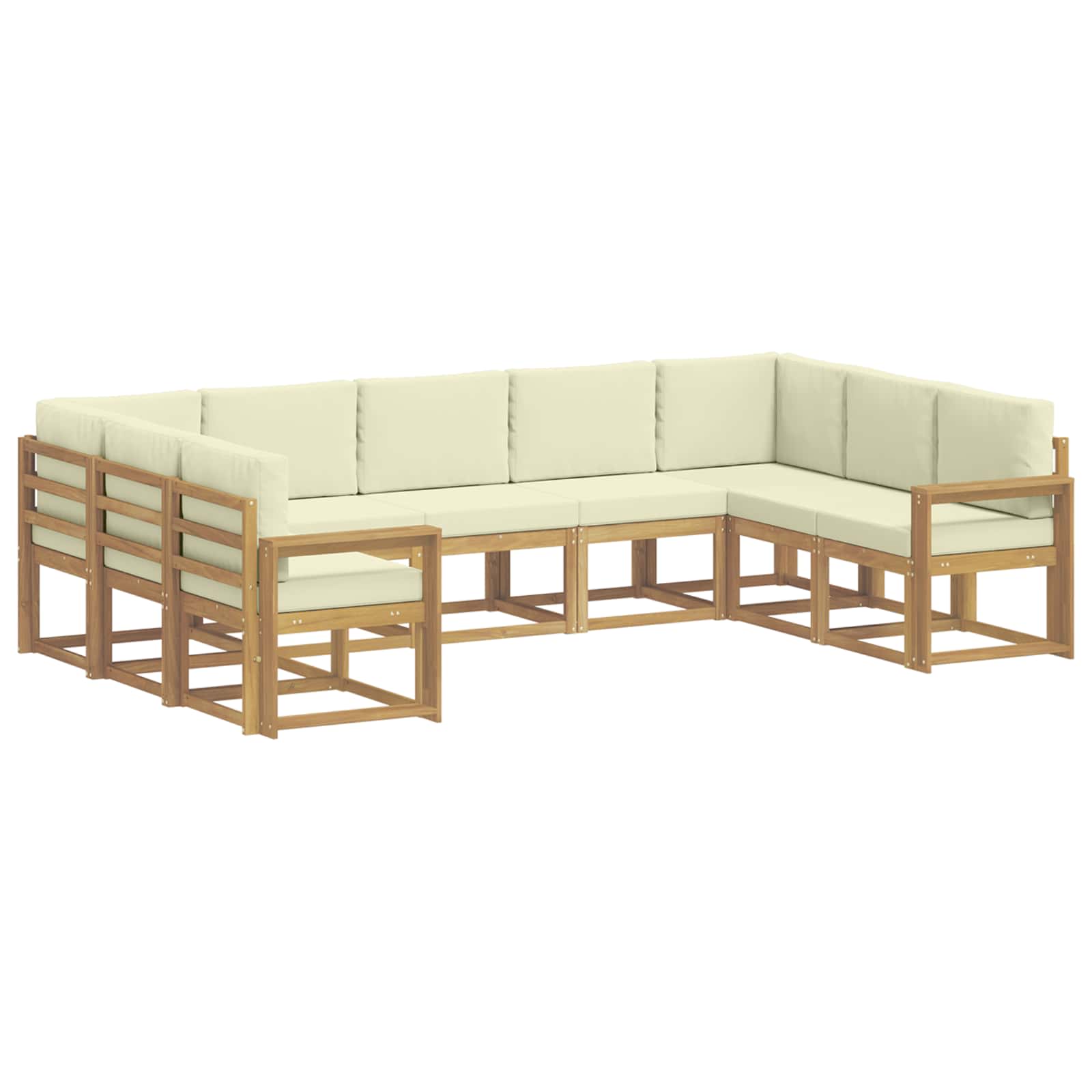 Buiten bankenset met kussen 9 pcs Wit en crèmekleurig – afbeelding 2