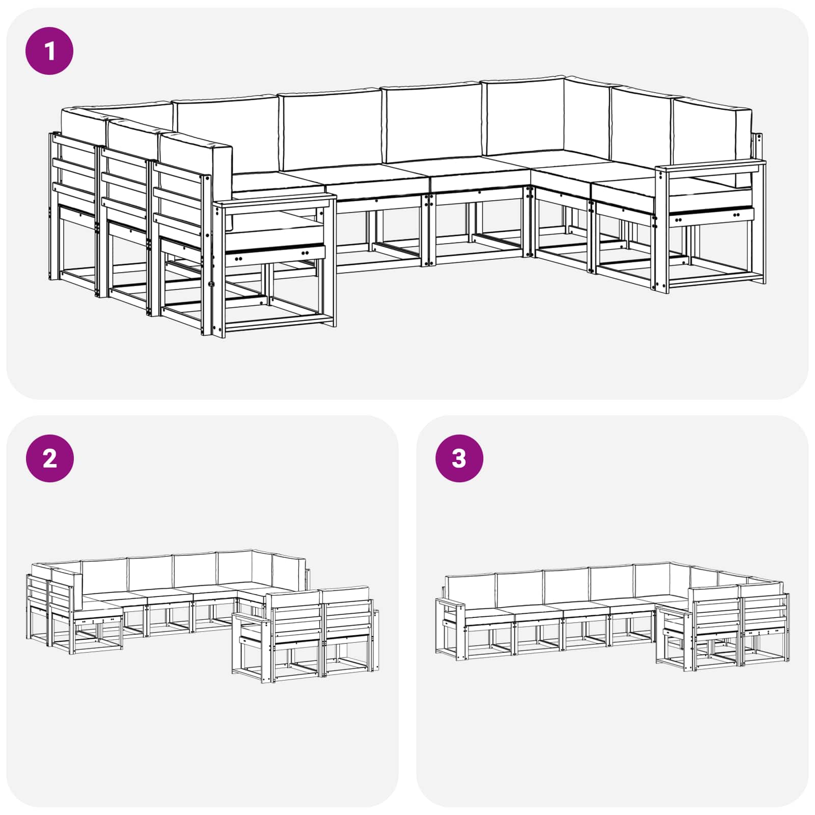 Buiten bankenset met kussen 9 pcs Wit en antracietkleurig – afbeelding 7