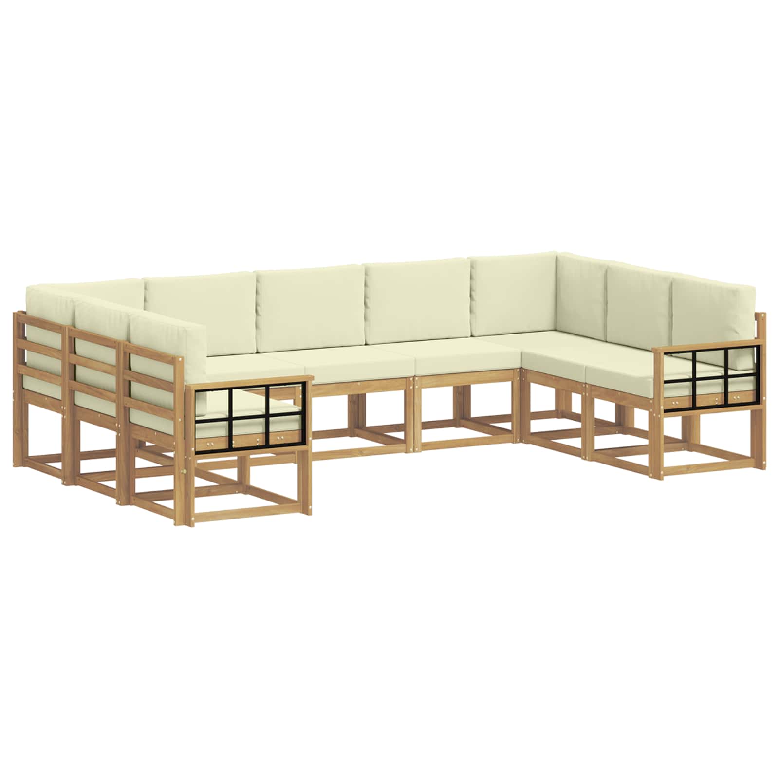 Buiten bankenset met kussen 9 pcs Wit en crèmekleurig – afbeelding 2