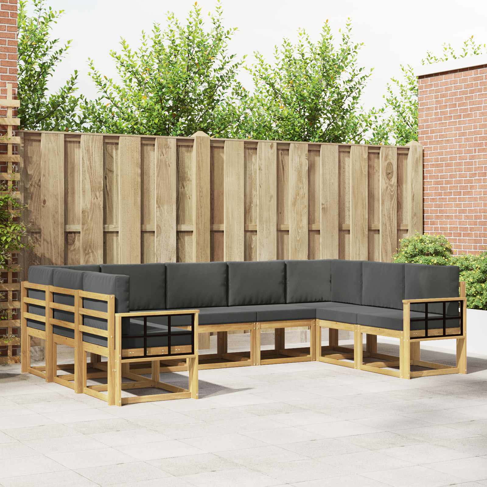 Buiten bankenset met kussen 9 pcs Wit en antracietkleurig – afbeelding 1
