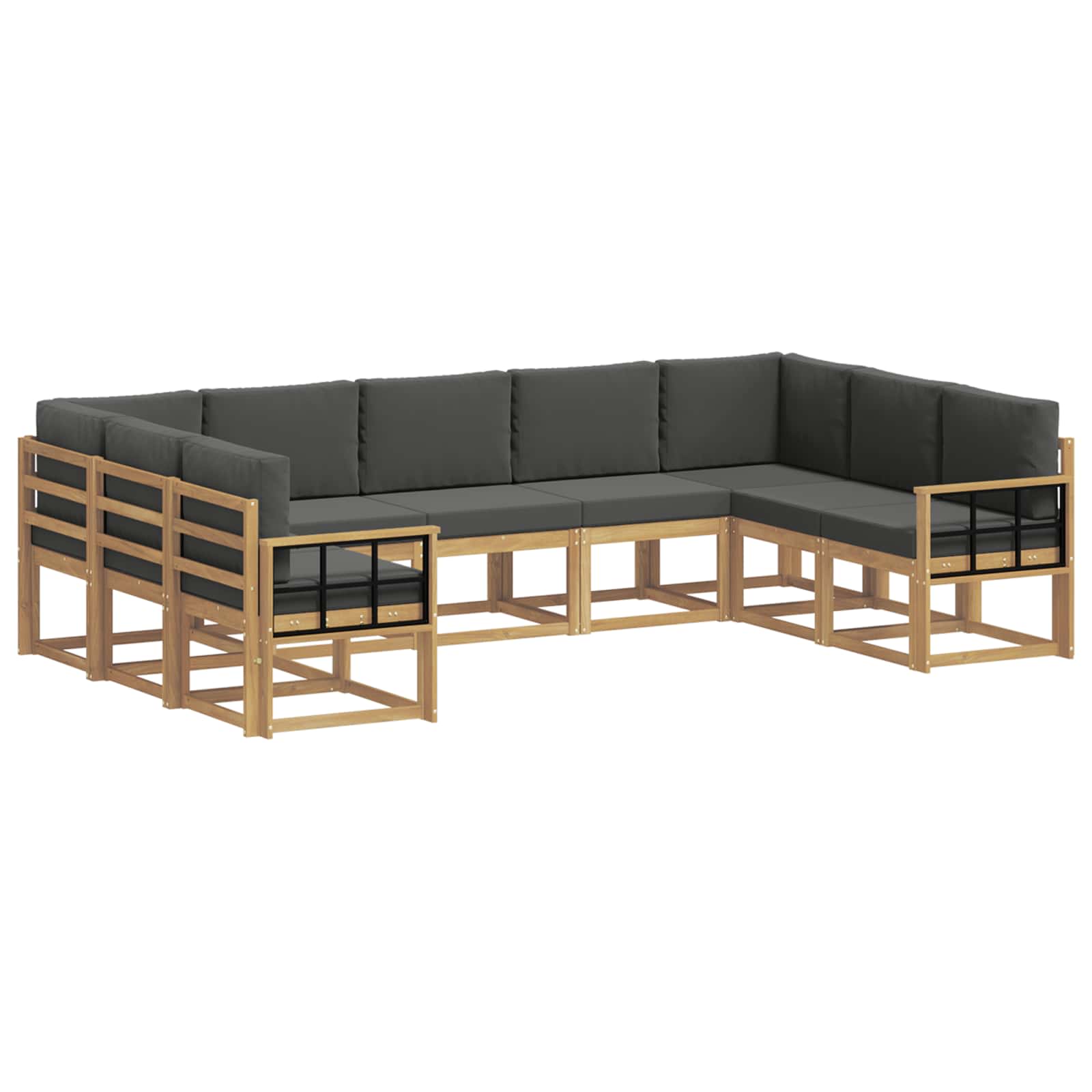 Buiten bankenset met kussen 9 pcs Wit en antracietkleurig – afbeelding 2