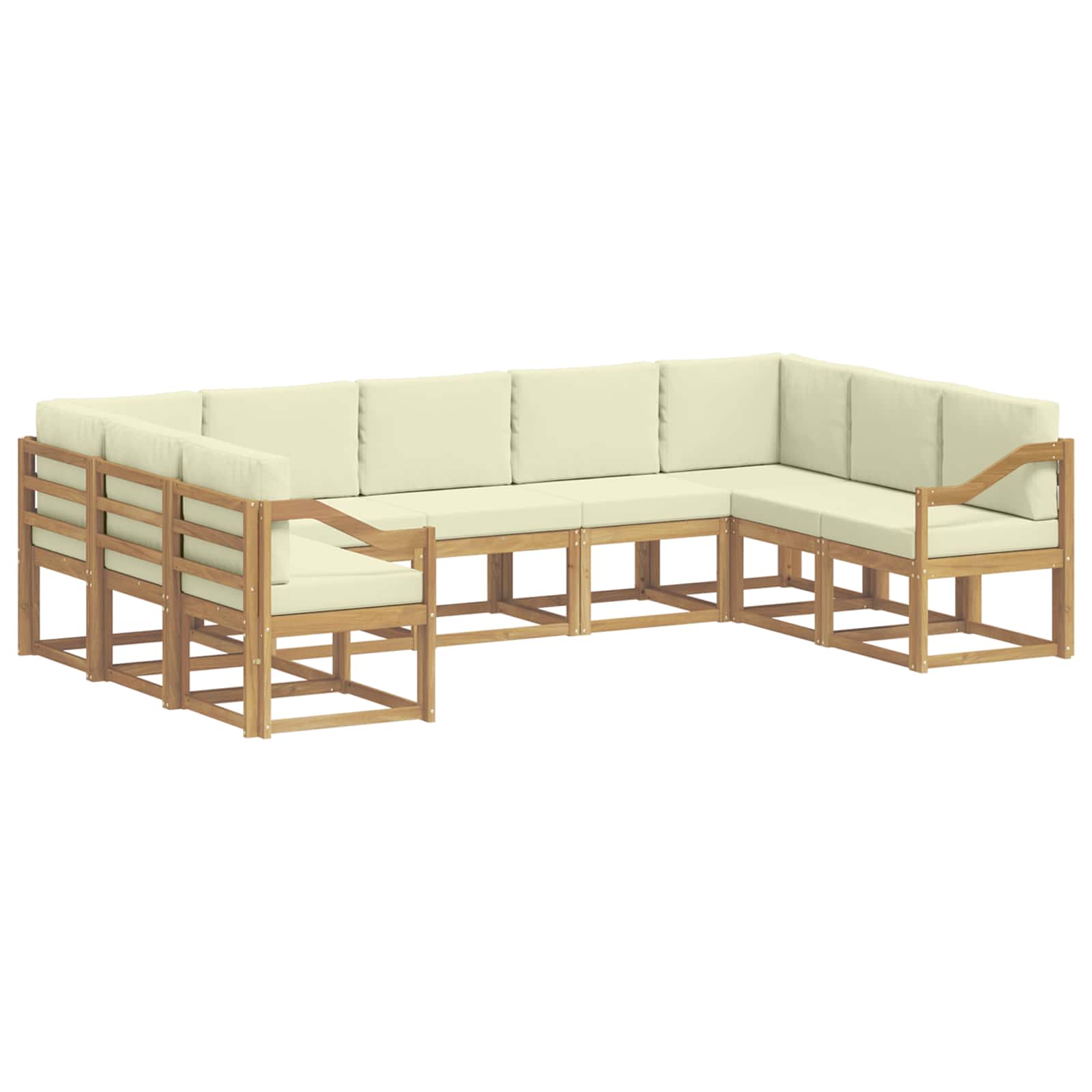 Buiten bankenset met kussen 9 pcs Wit en crèmekleurig – afbeelding 2