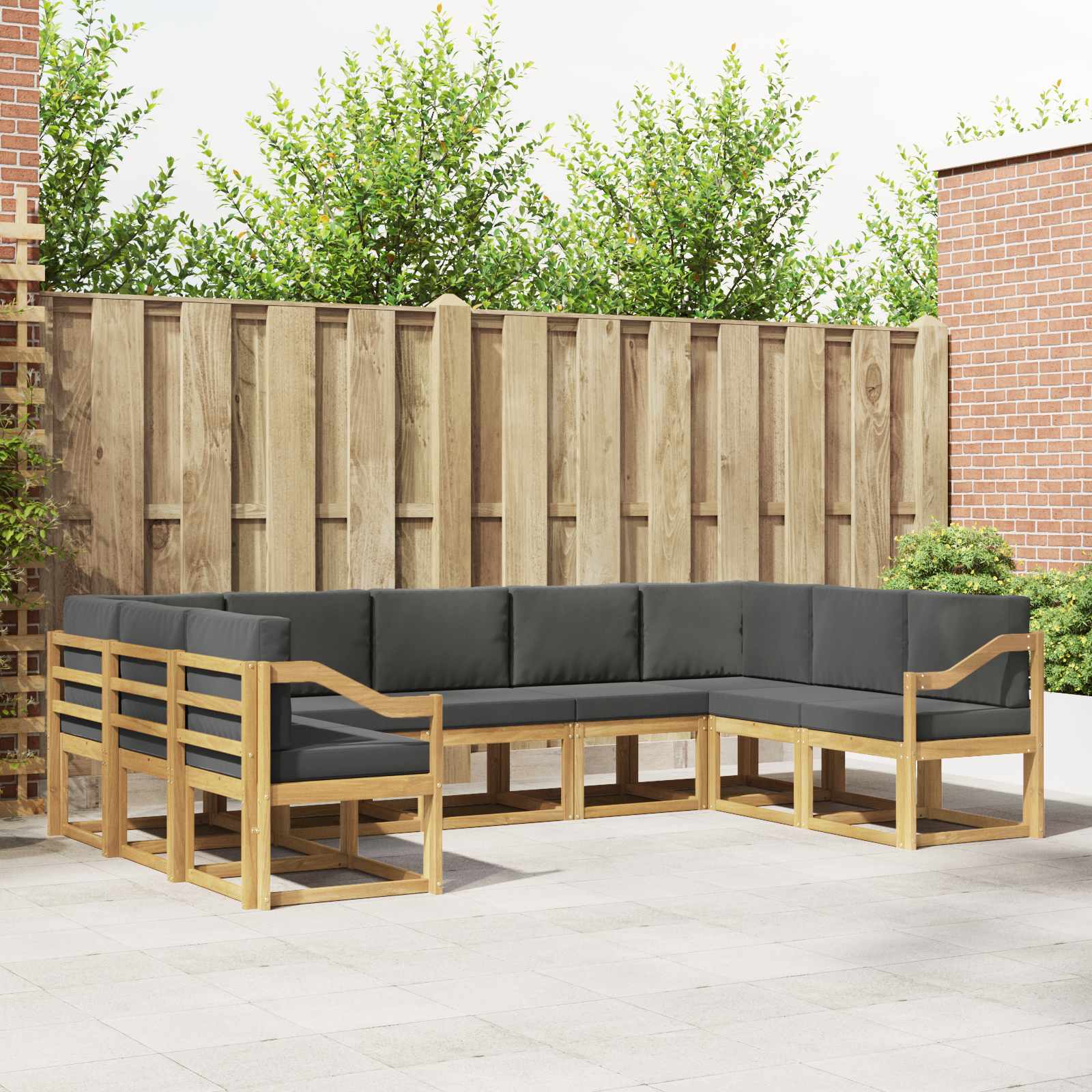 Buiten bankenset met kussen 9 pcs Wit en antracietkleurig – afbeelding 1